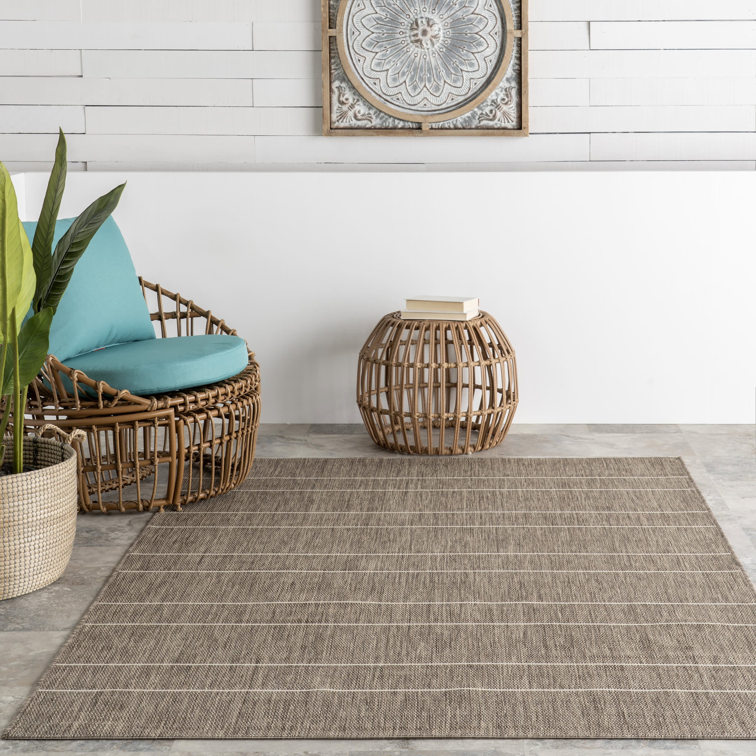 Venetian Pinstripes Indoor/Outdoor Rug | Taupe - Image 5