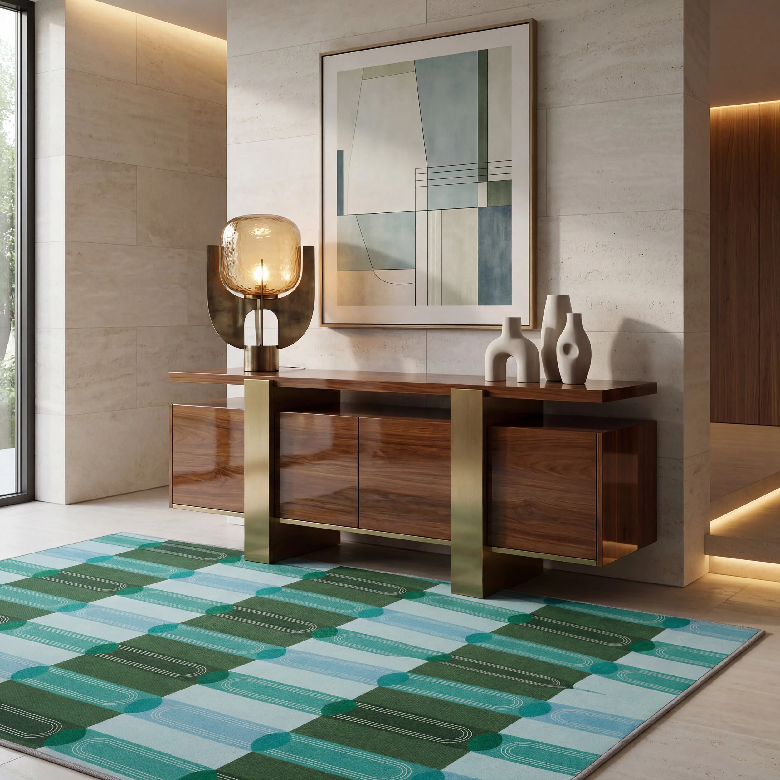 Verdant Columns Striped Washable Rug by Society6 | Multicolor - Image 10