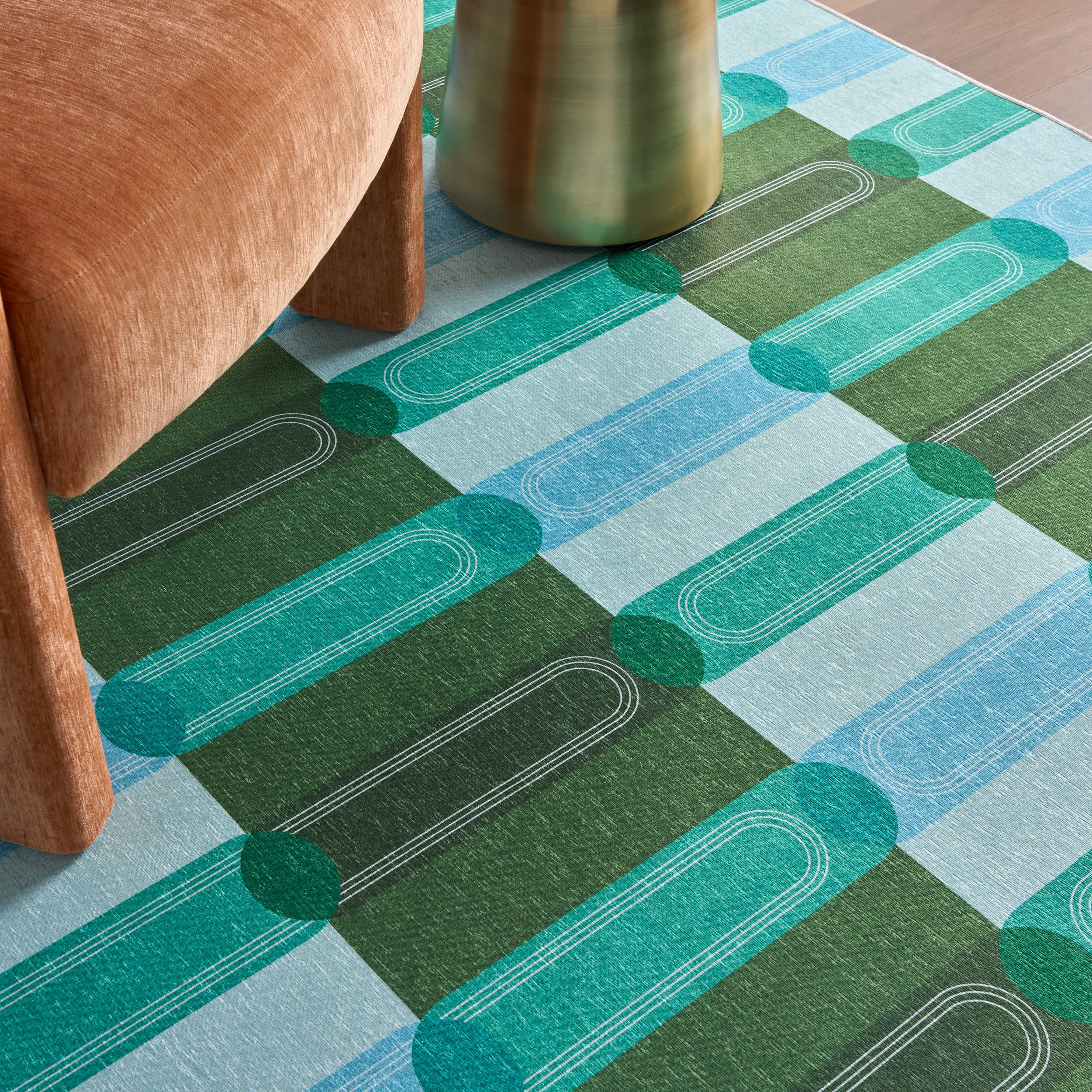 Verdant Columns Striped Washable Rug by Society6 | Multicolor - Image 5