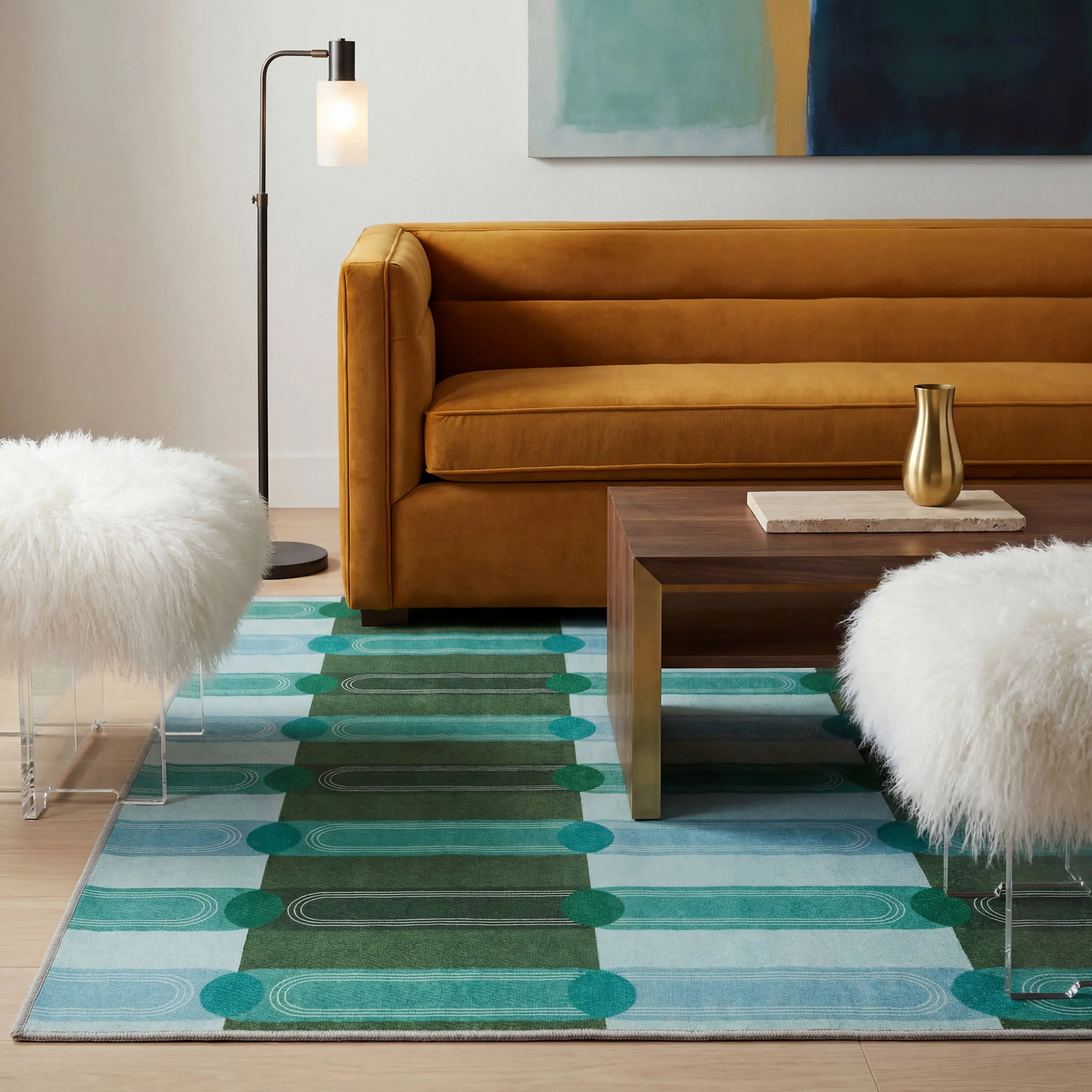Verdant Columns Striped Washable Rug by Society6 | Multicolor - Image 9