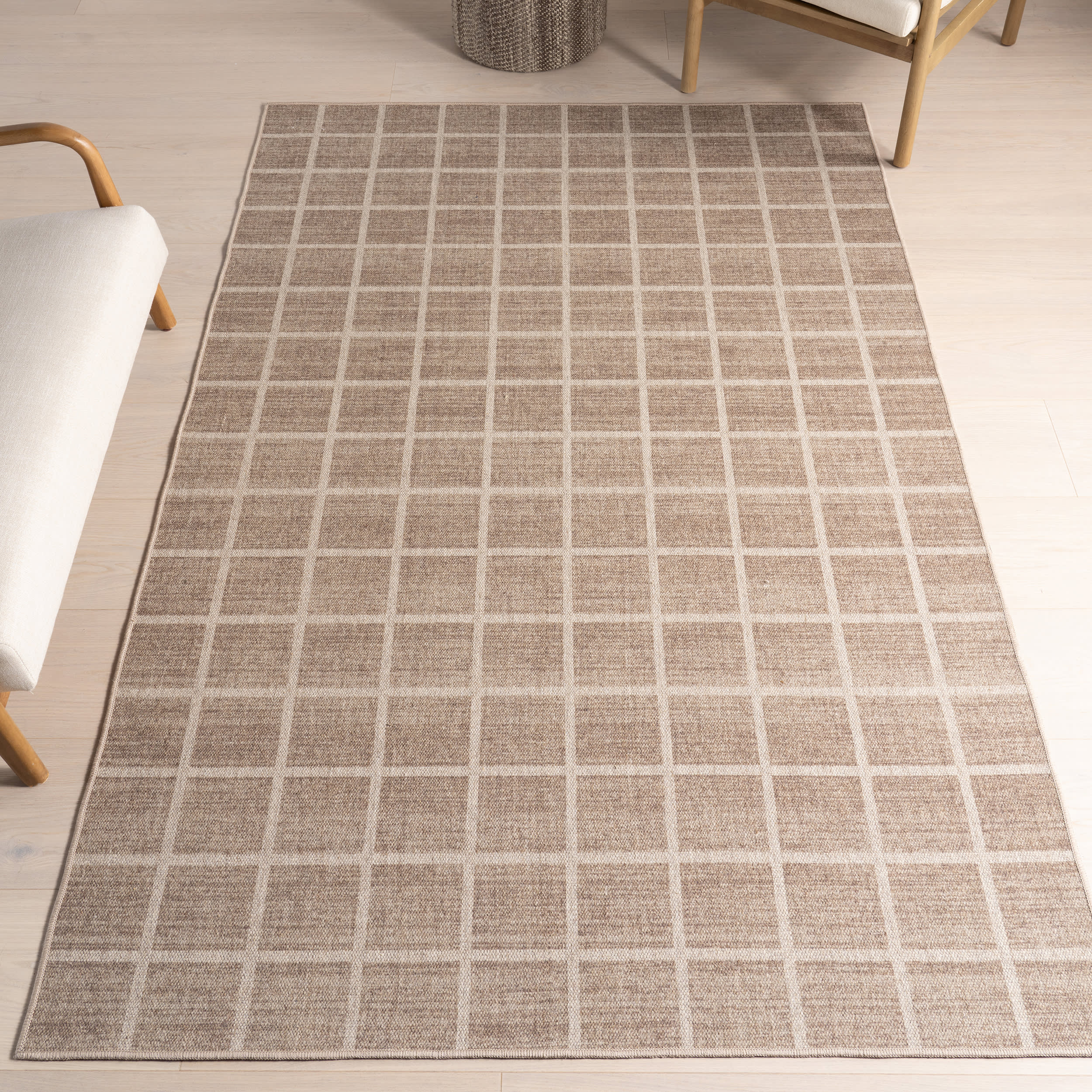 Verity Checkered Washable Rug | Brown - Image 2