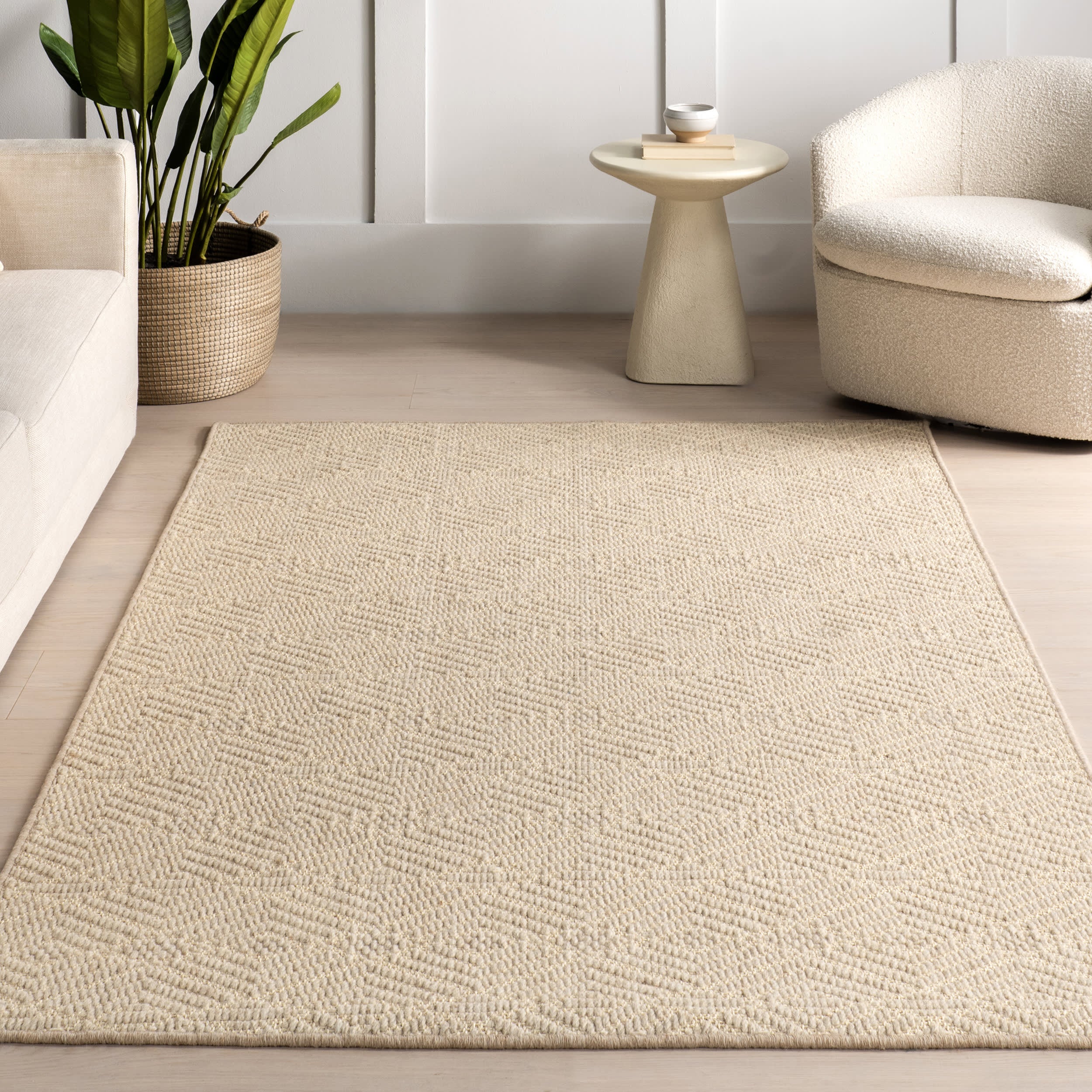 Verna Geometric Wool-Blend Rug | Natural - Image 5