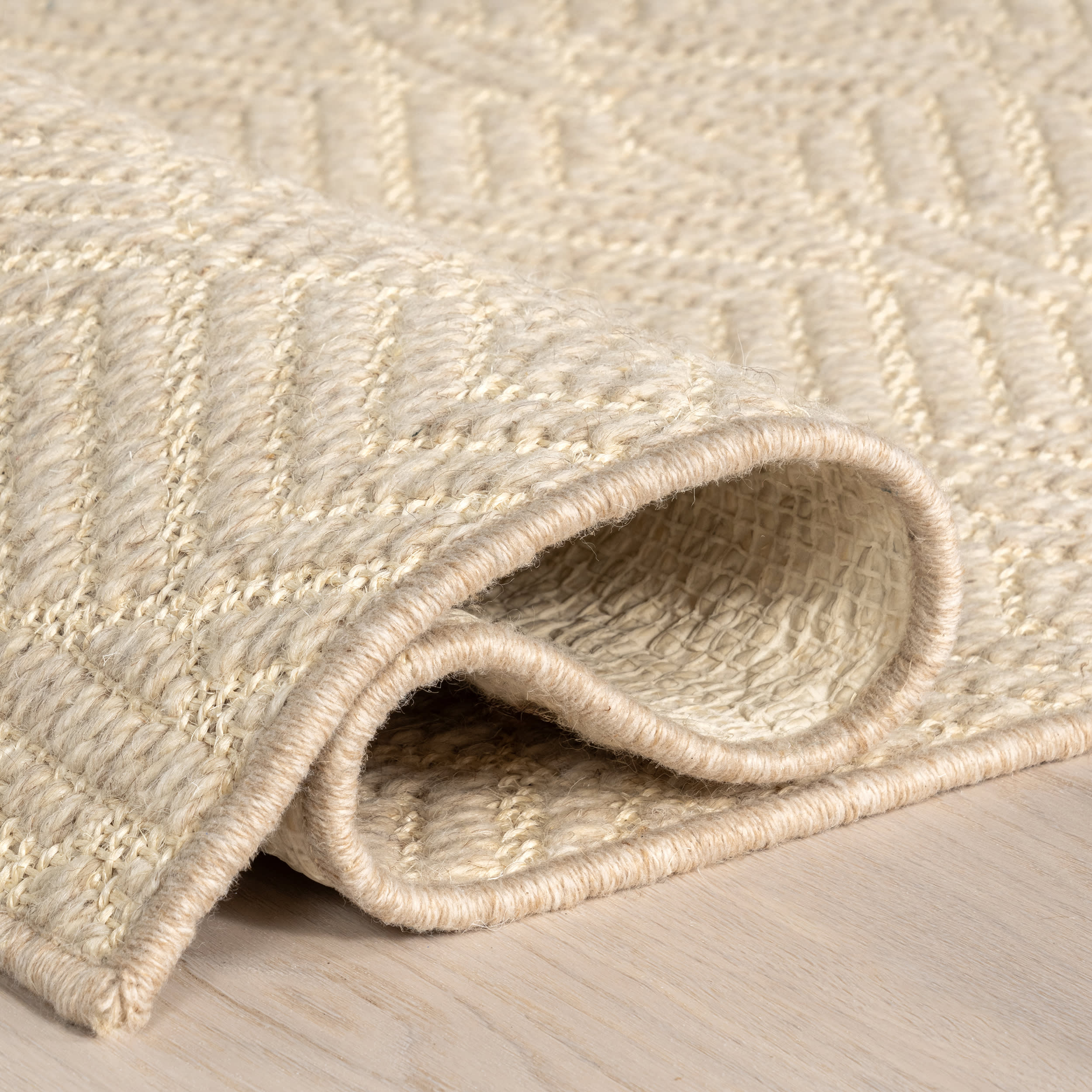 Verna Geometric Wool-Blend Rug | Natural - Image 9