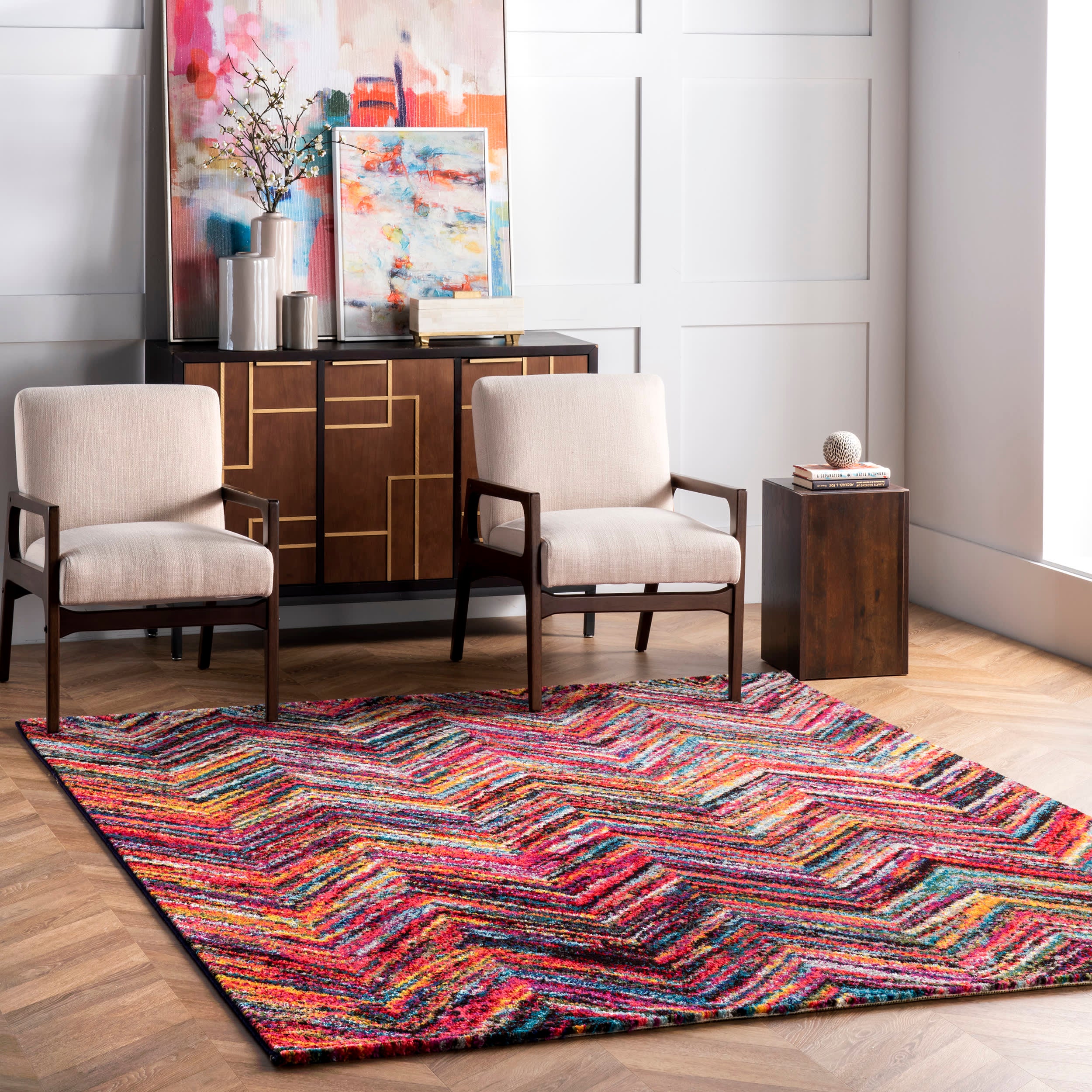Vibrant Chevron Rug | Multicolor - Image 2