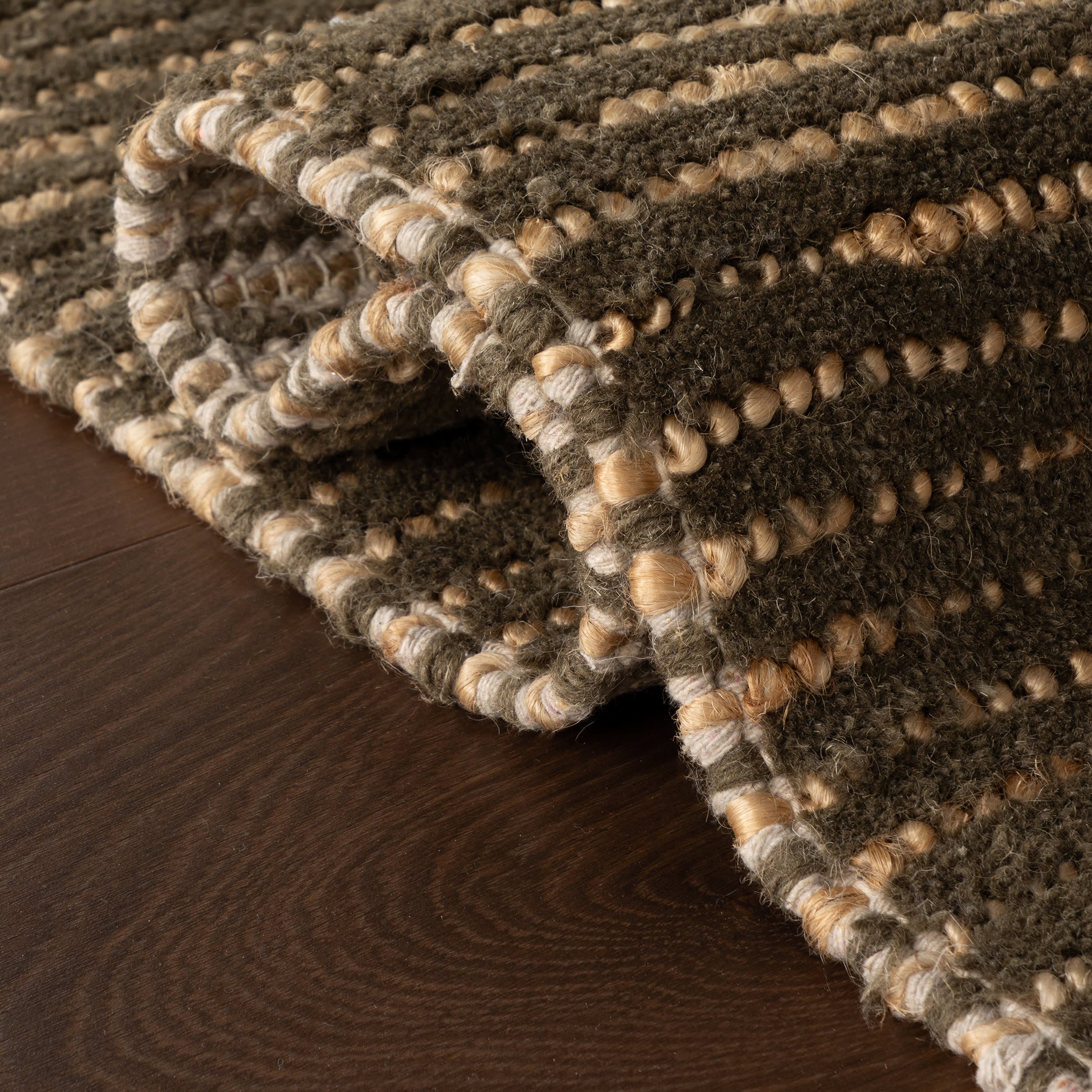 Vicart Modern Striped Bohemian Rug | Green - Image 2