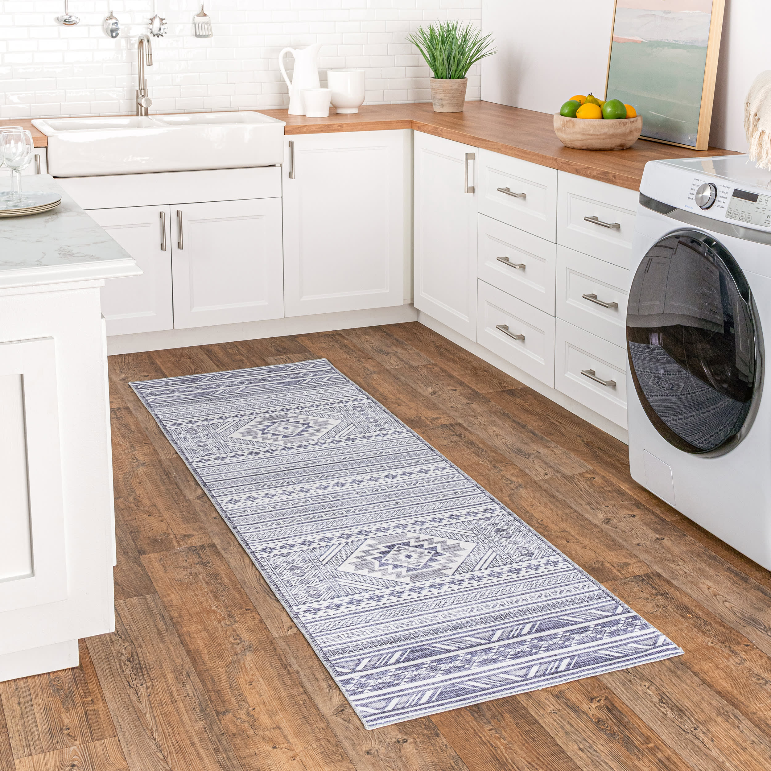 Vicky Banded Washable Rug | Grey - Image 2