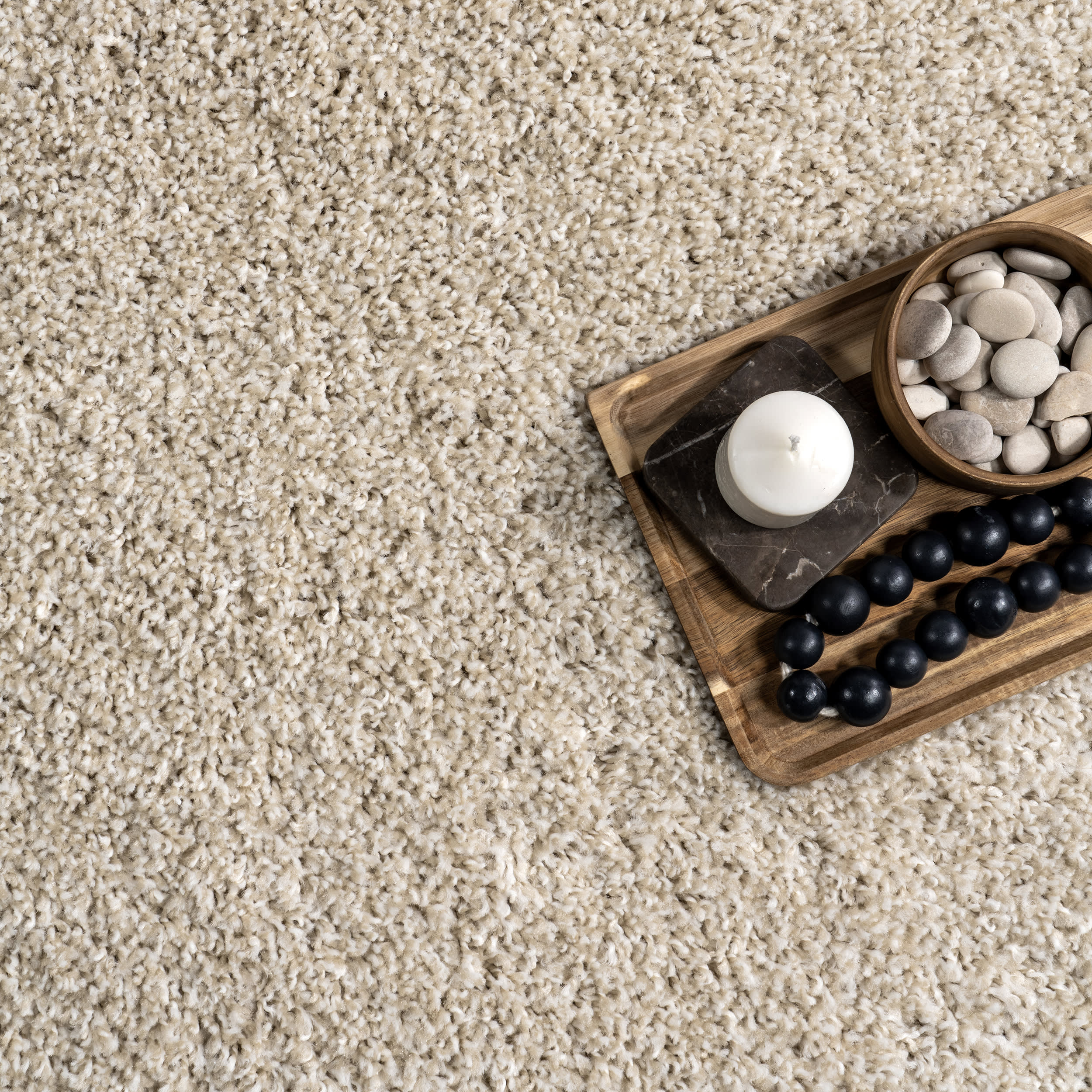 Vida Solid Shag Rug | Beige Ivory - Image 7