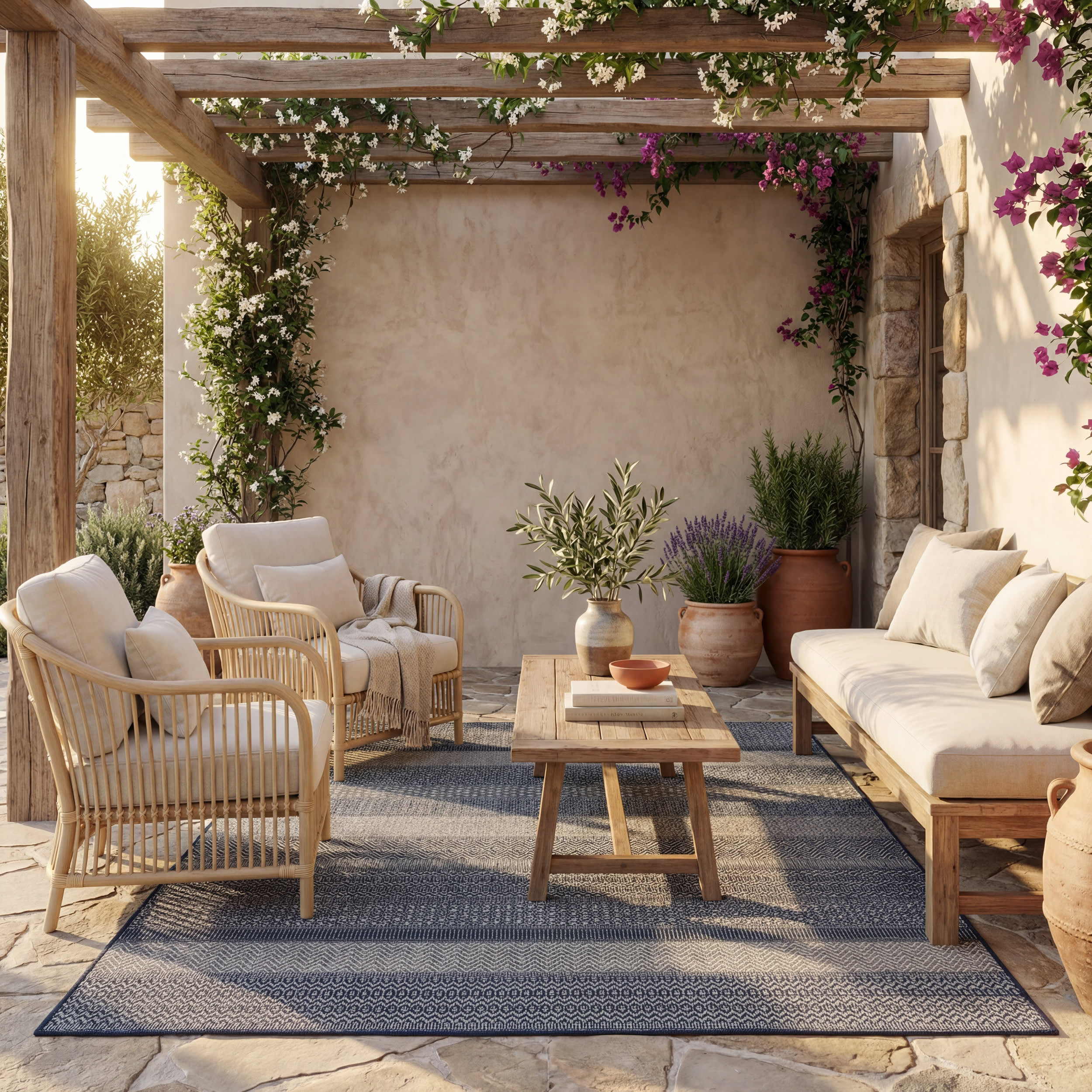 Vielle Modern Abstract Indoor/Outdoor Rug | Navy - Image 2