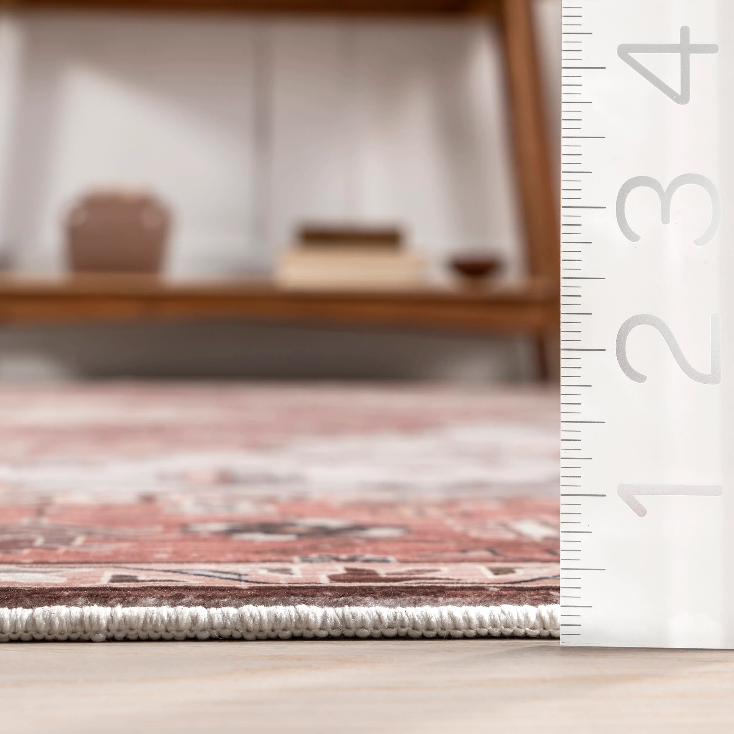 Vikky Diamond Medallion Washable Rug | Blush Pink - Image 5