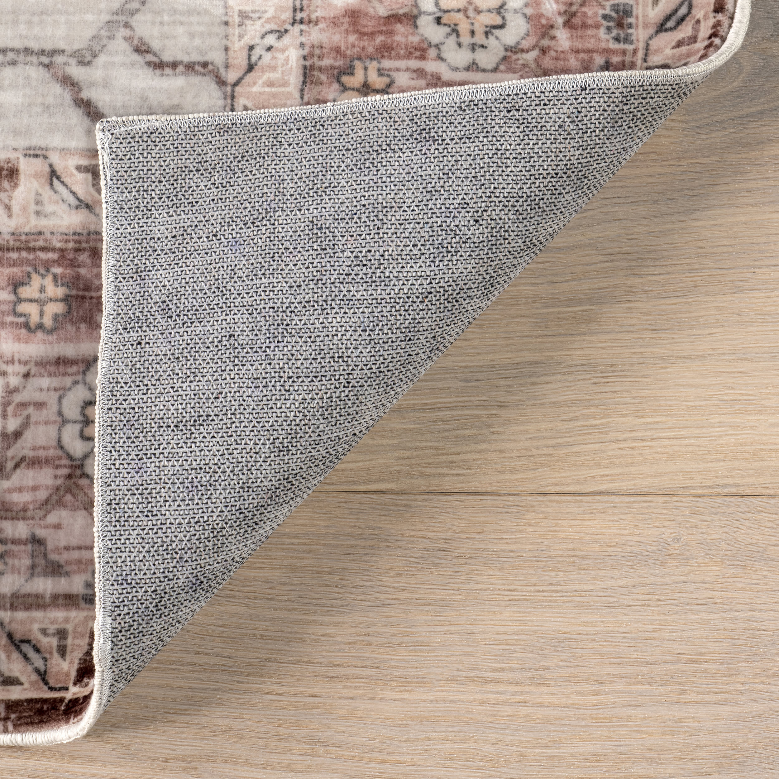 Vikky Diamond Medallion Washable Rug | Blush Pink - Image 6
