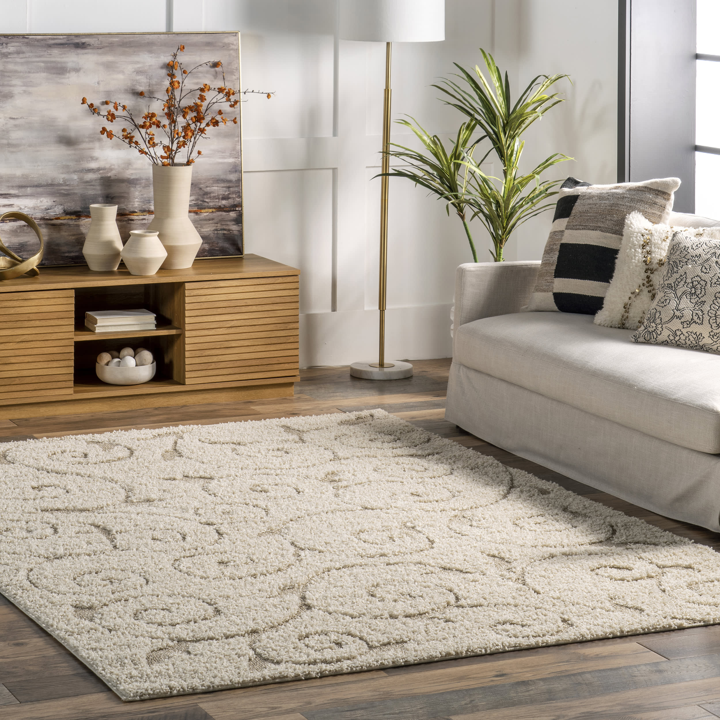 Vine Swirls Rug | Cream - Image 2