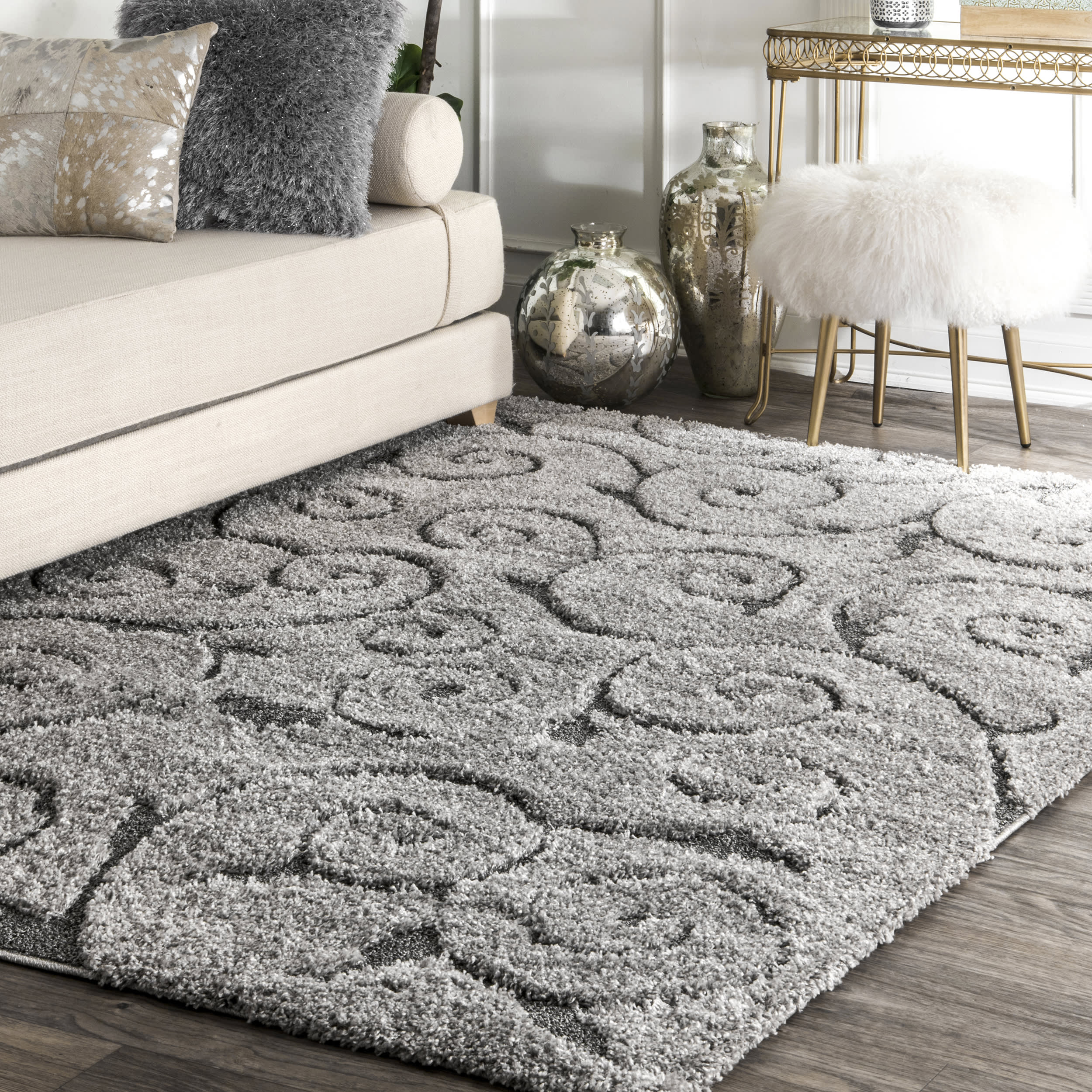 Vine Swirls Rug | Dark Grey - Image 2