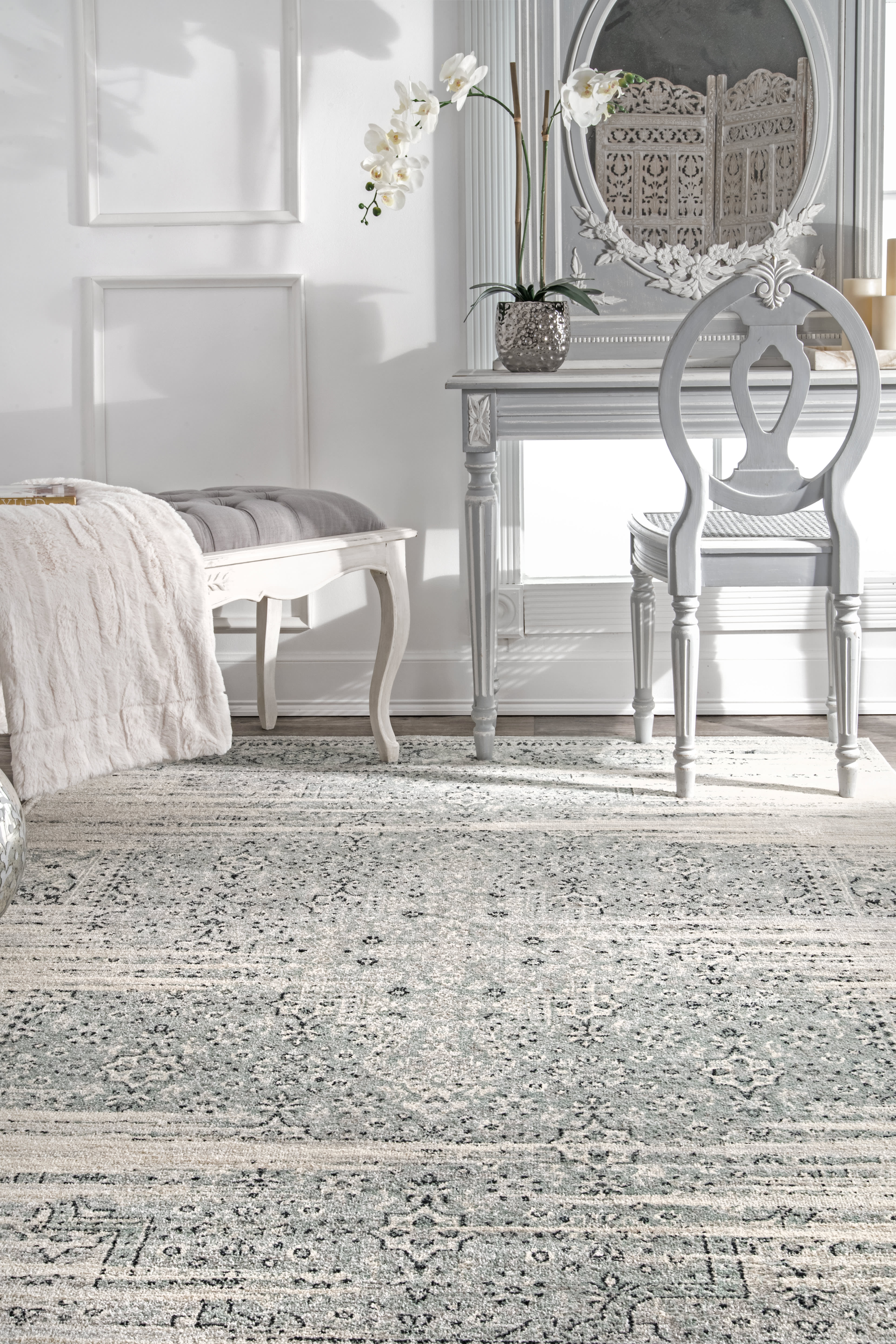 Vintage Abstract Rug | Blue - Image 4