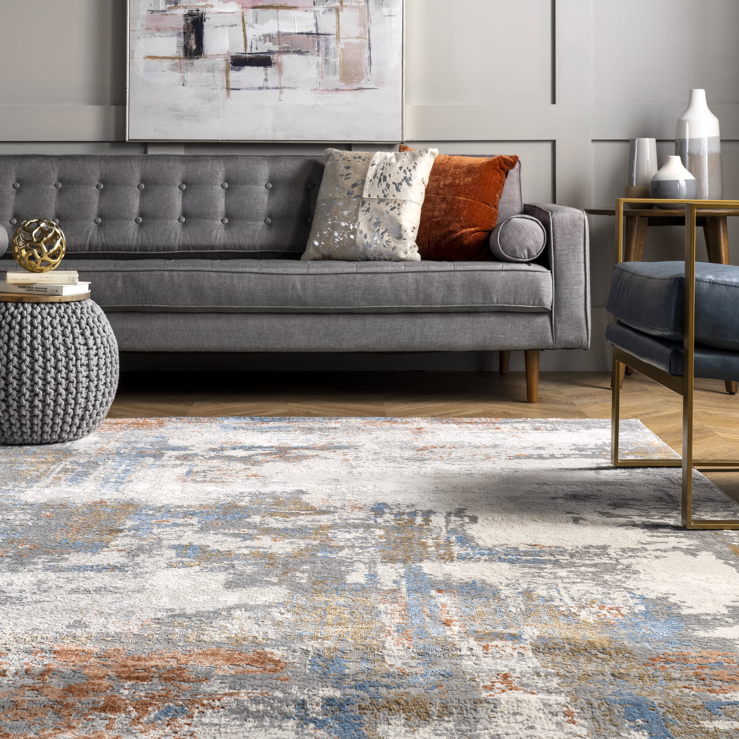Vintage Abstract Rug | Light Grey - Image 4