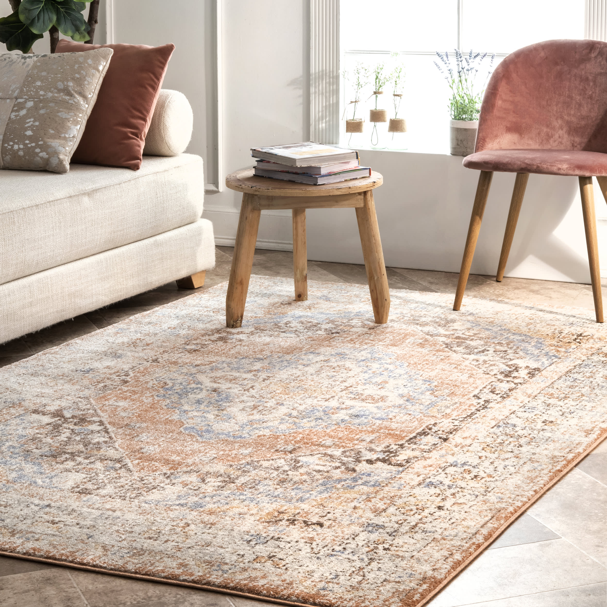 Vintage Cardinal Medallion Rug | Beige - Image 2