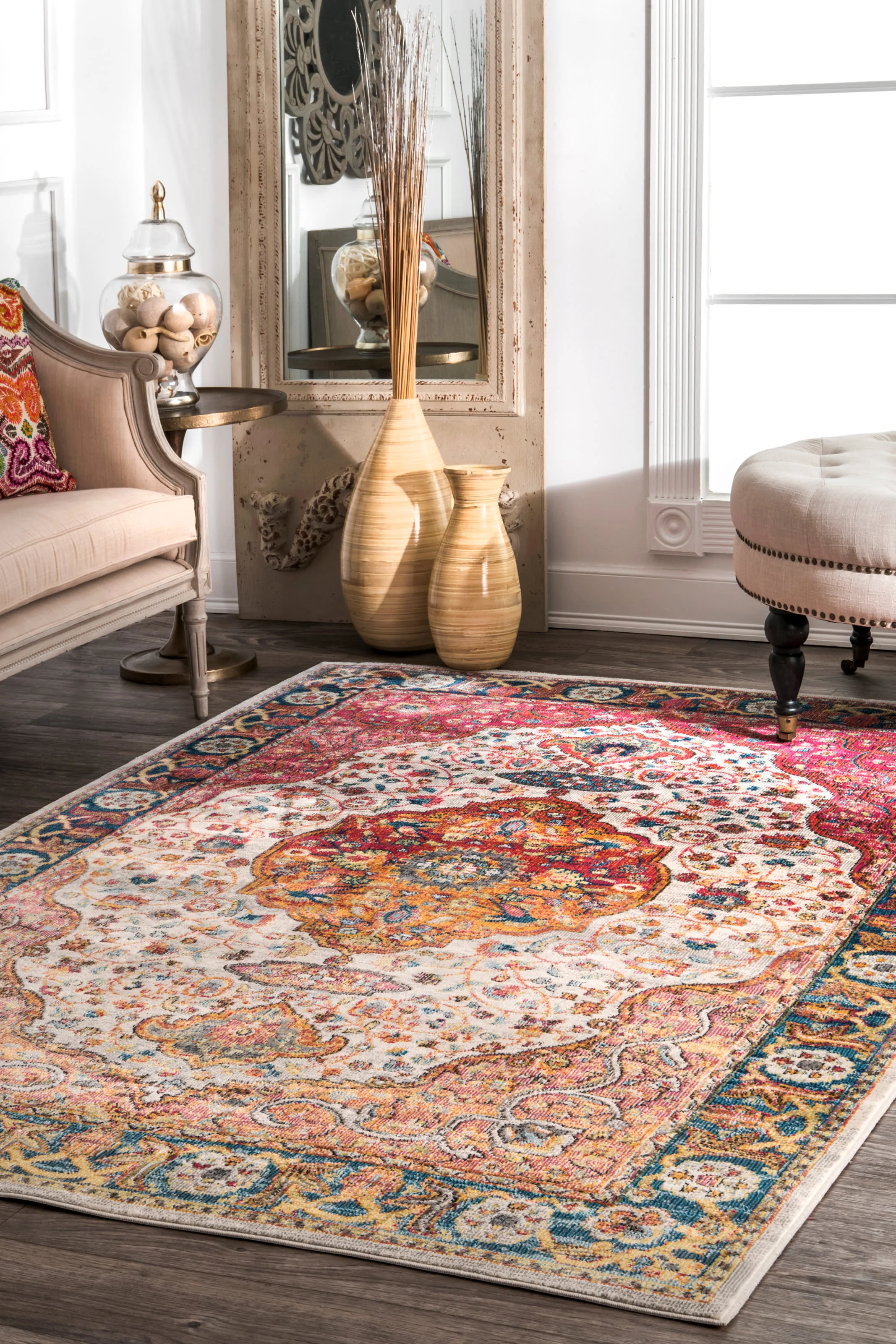 Vintage Herati Medallion Rug | Orange - Image 2