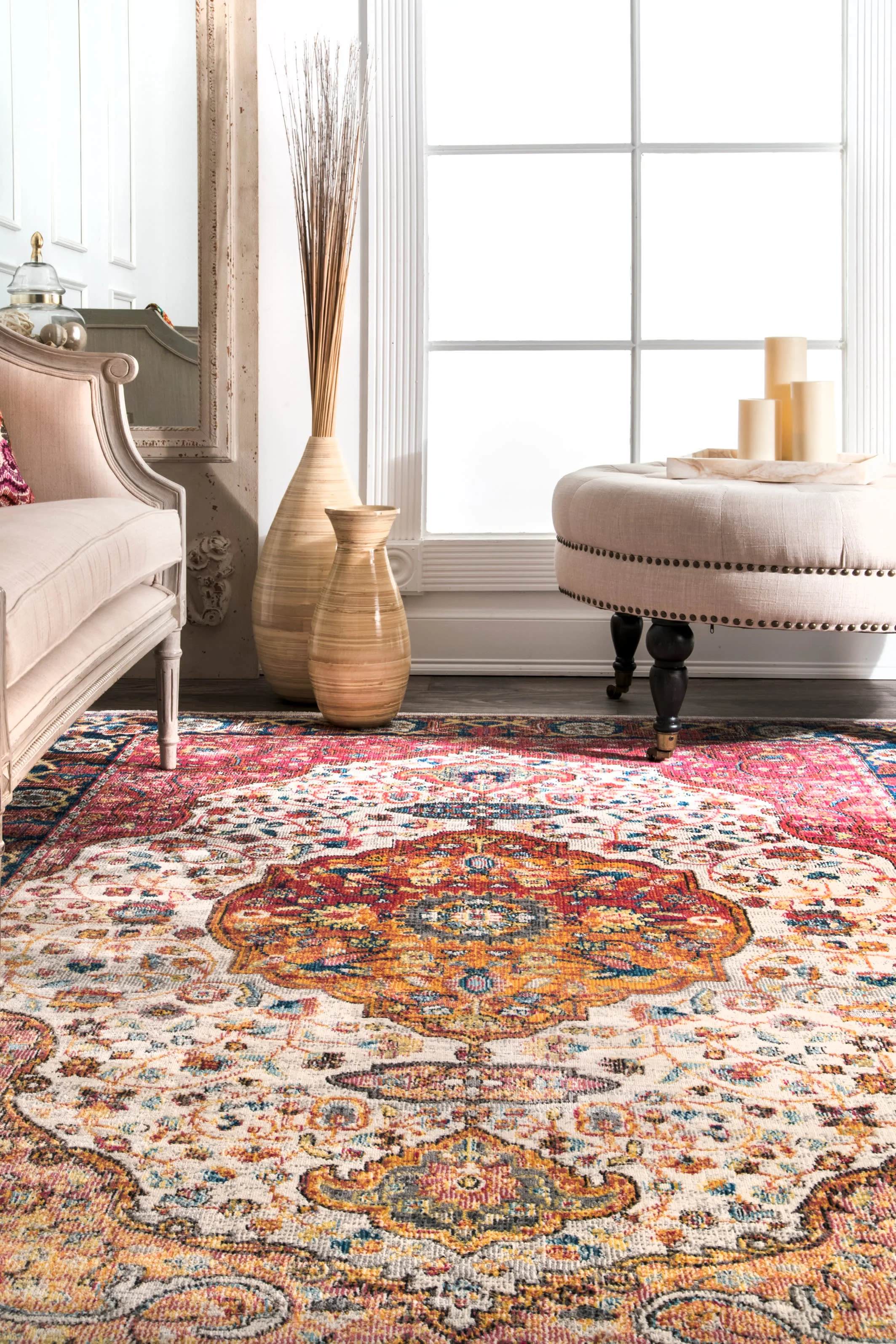 Vintage Herati Medallion Rug | Orange - Image 4