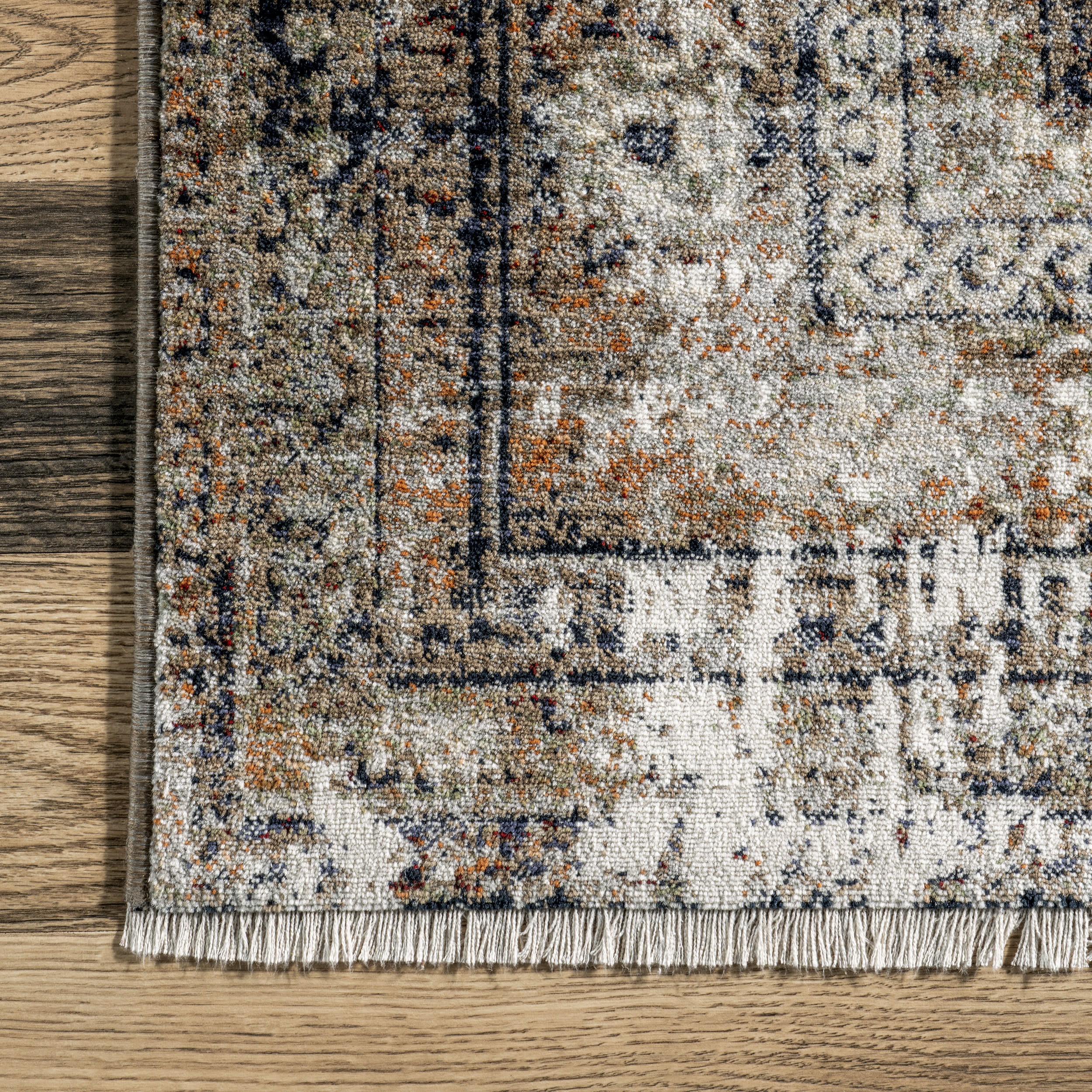 Vintage Medallion Fringe Rug | Beige - Image 3