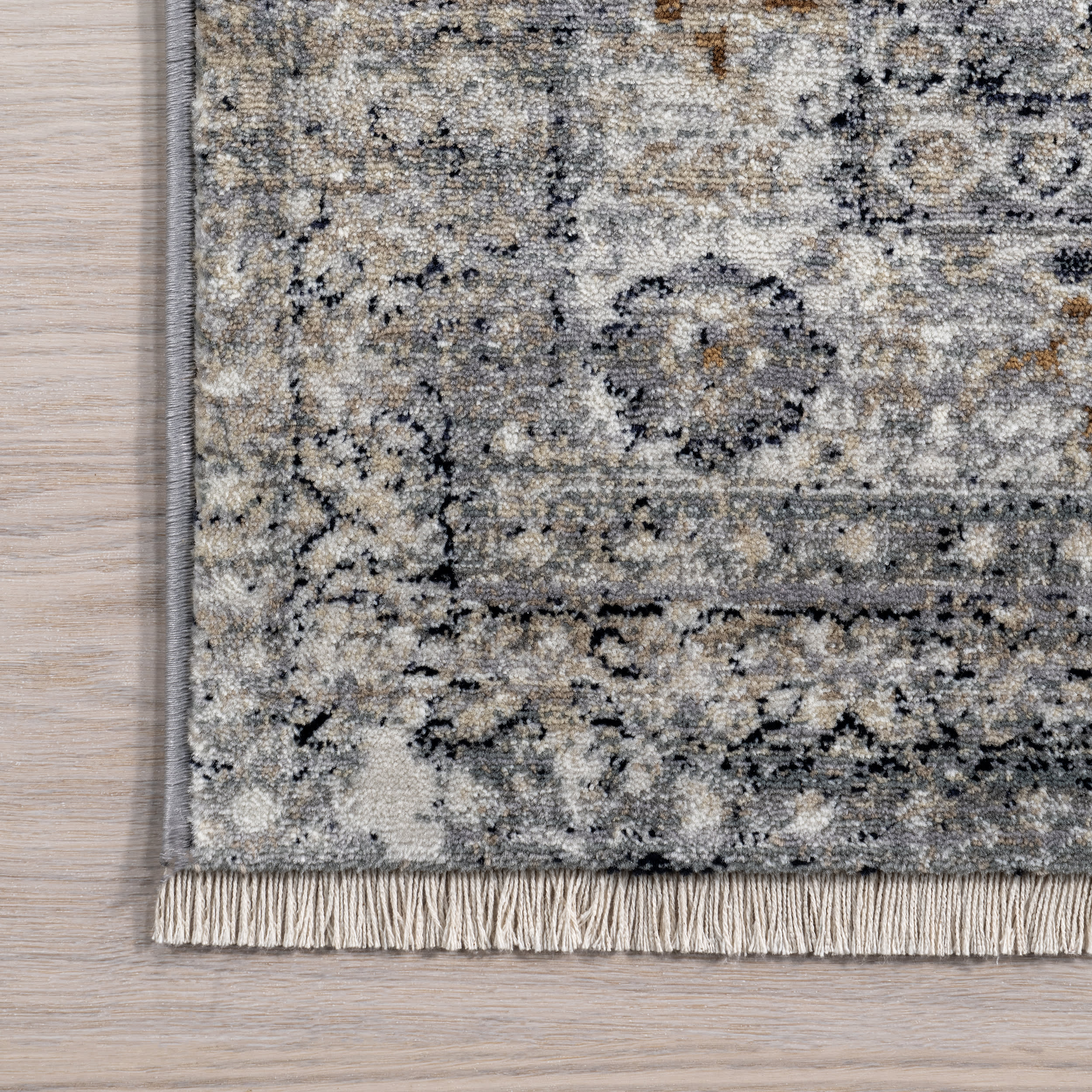 Vintage Medallion Fringe Rug | Grey - Image 3