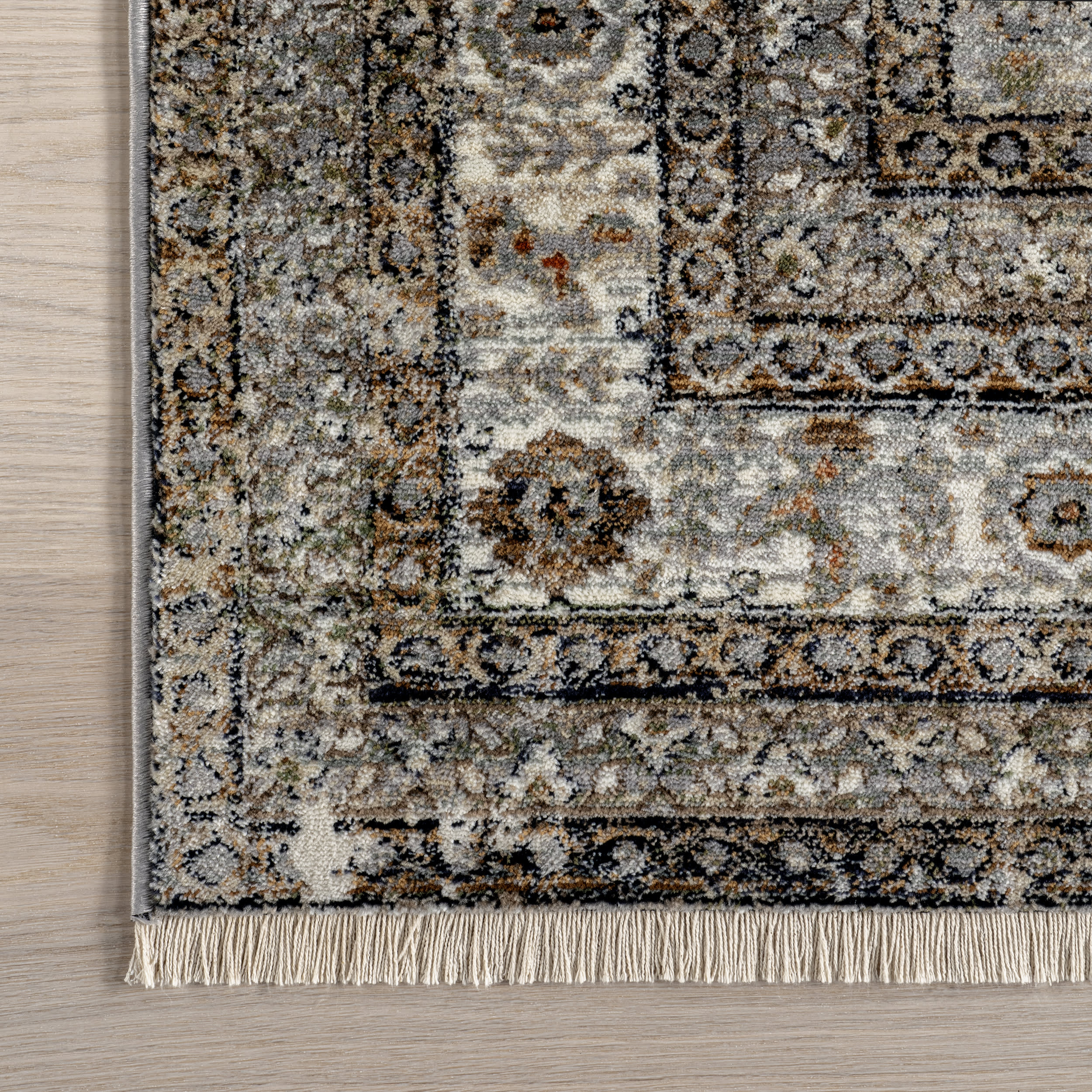 Vintage Medallion Fringe Rug | Light Brown - Image 3