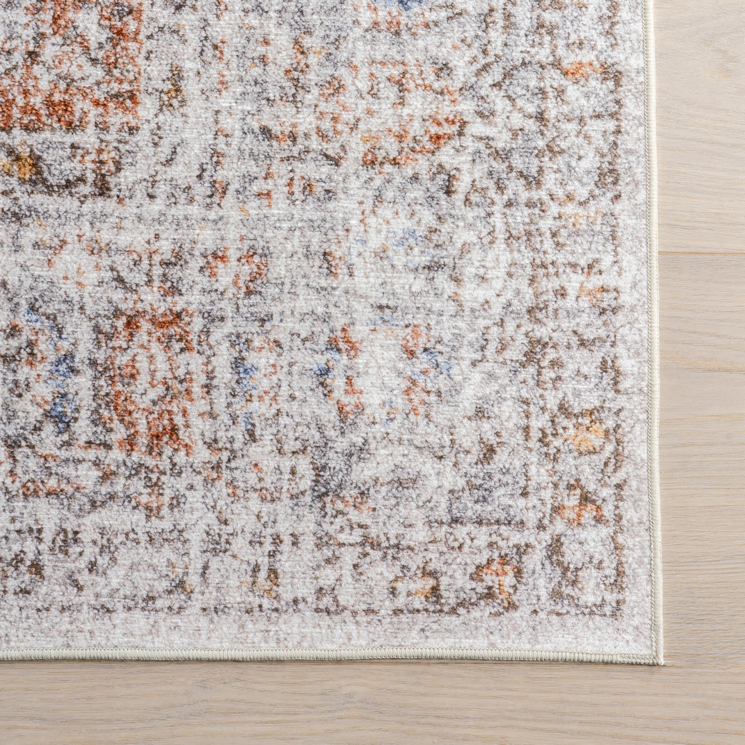 Vintage Medallion Spill Proof Washable Rug | Light Grey - Image 4