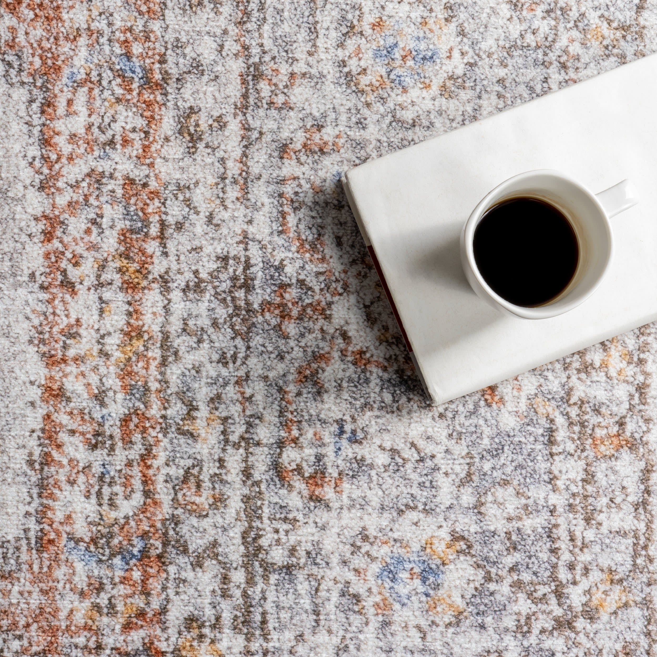 Vintage Medallion Spill Proof Washable Rug | Light Grey - Image 8