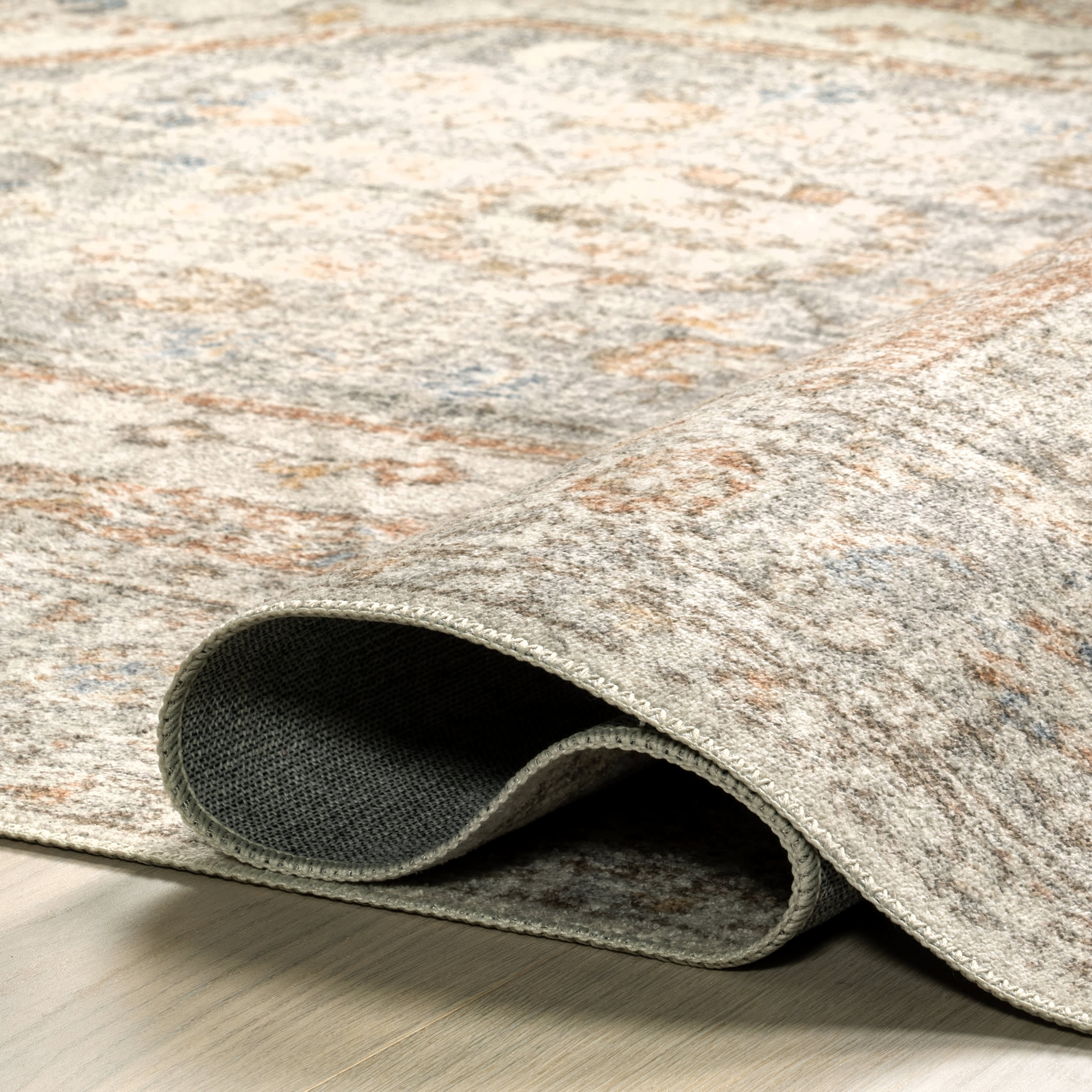 Vintage Medallion Washable Rug | Light Grey - Image 8