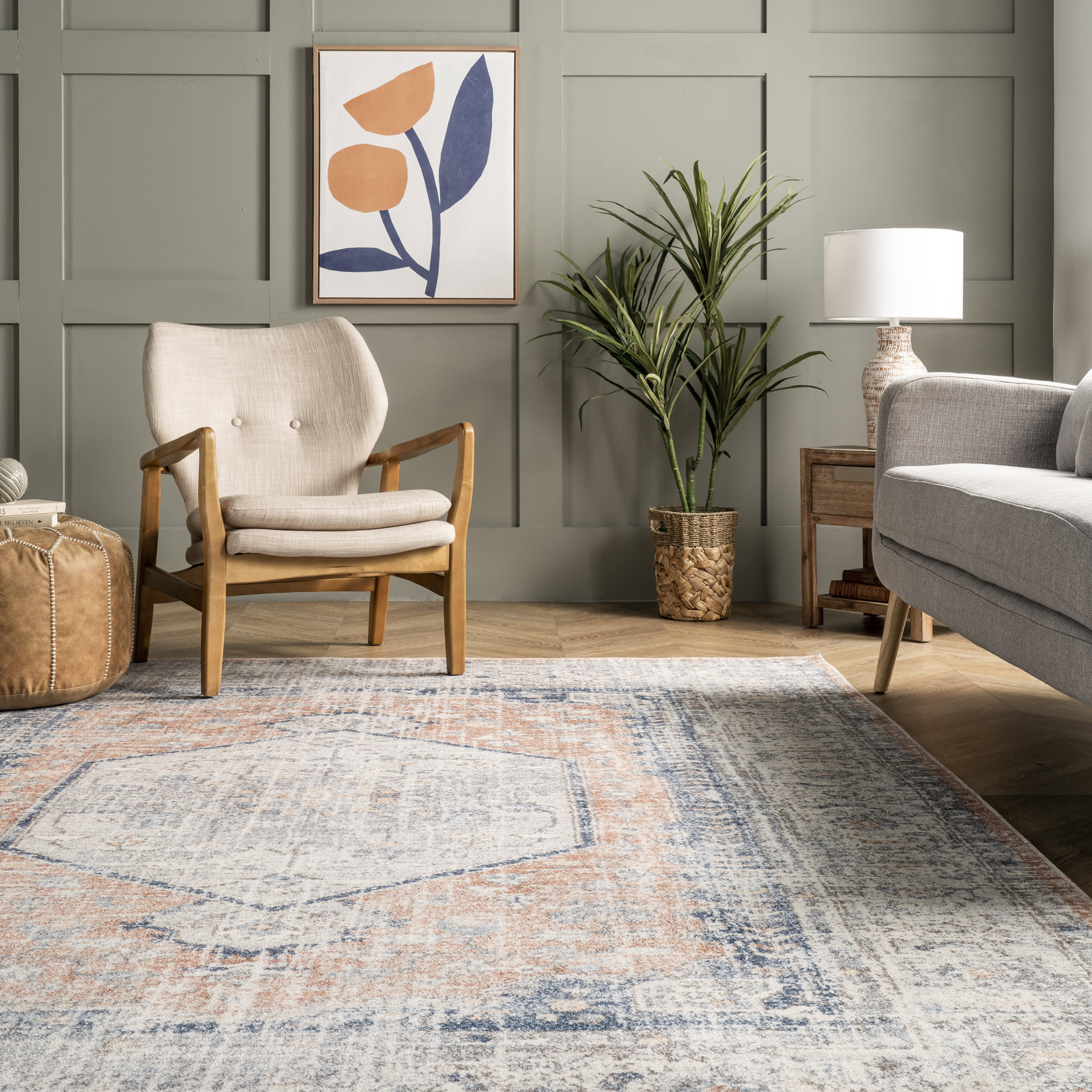 Vintage Medallion Washable Rug | Peach - Image 4
