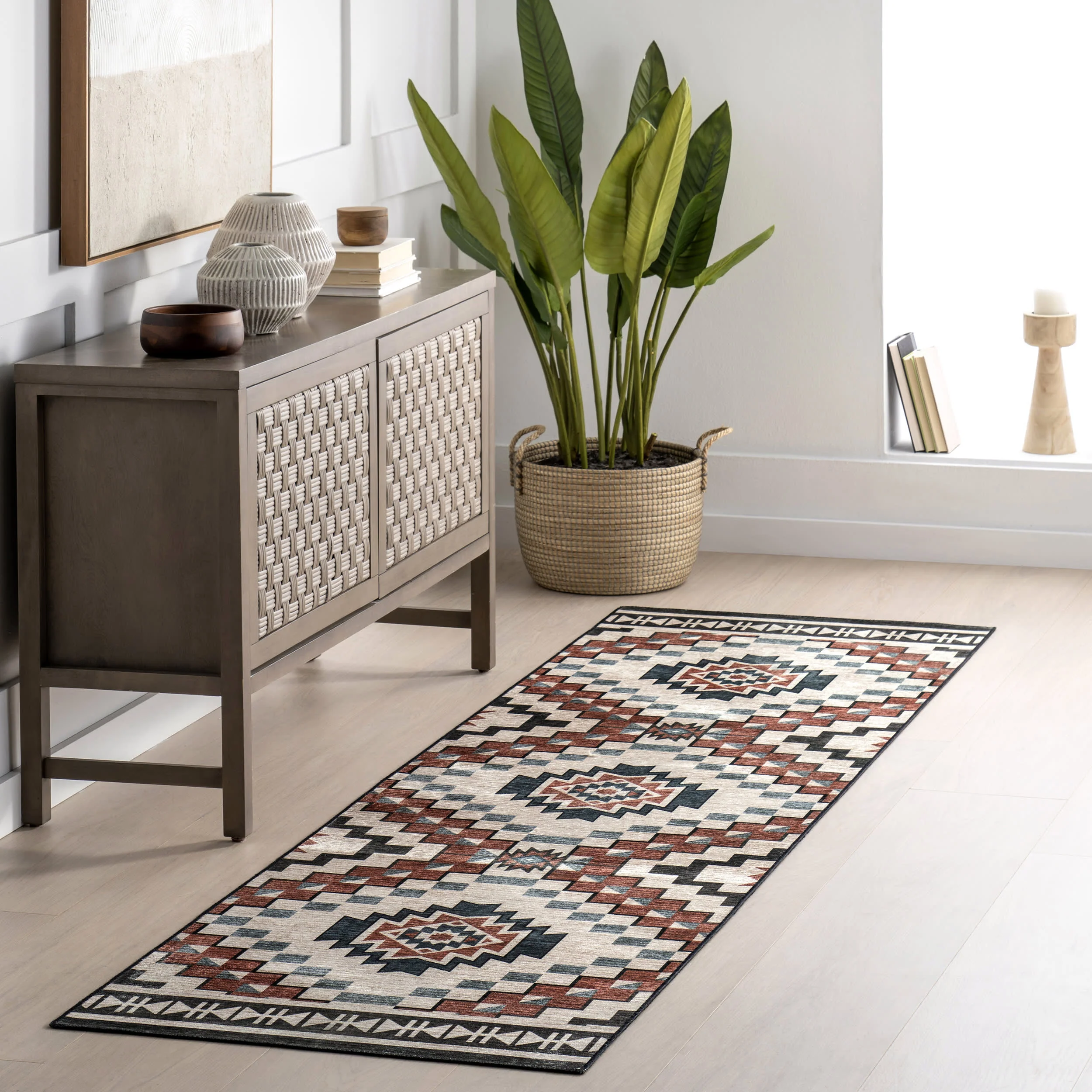 Violeta Timeless Medallion Spill Proof Washable Rug | Beige - Image 2