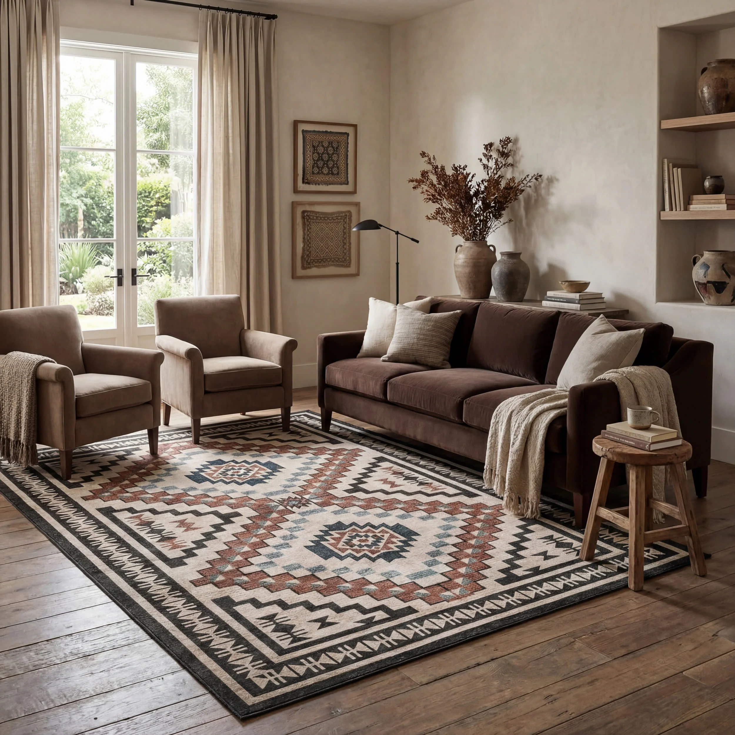 Violeta Timeless Medallion Spill Proof Washable Rug | Beige - Image 2
