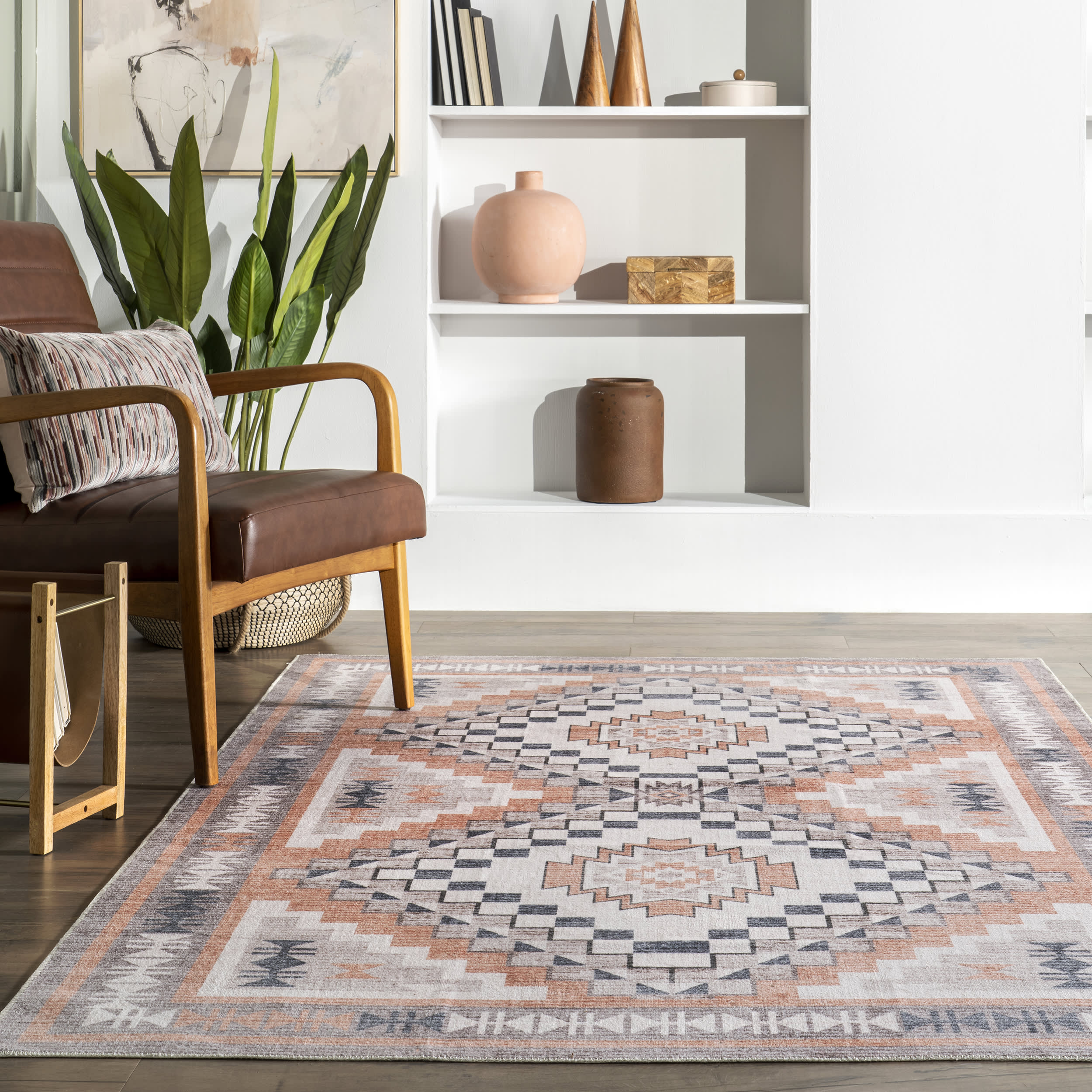 Violeta Timeless Medallion Washable Rug | Light Orange - Image 4
