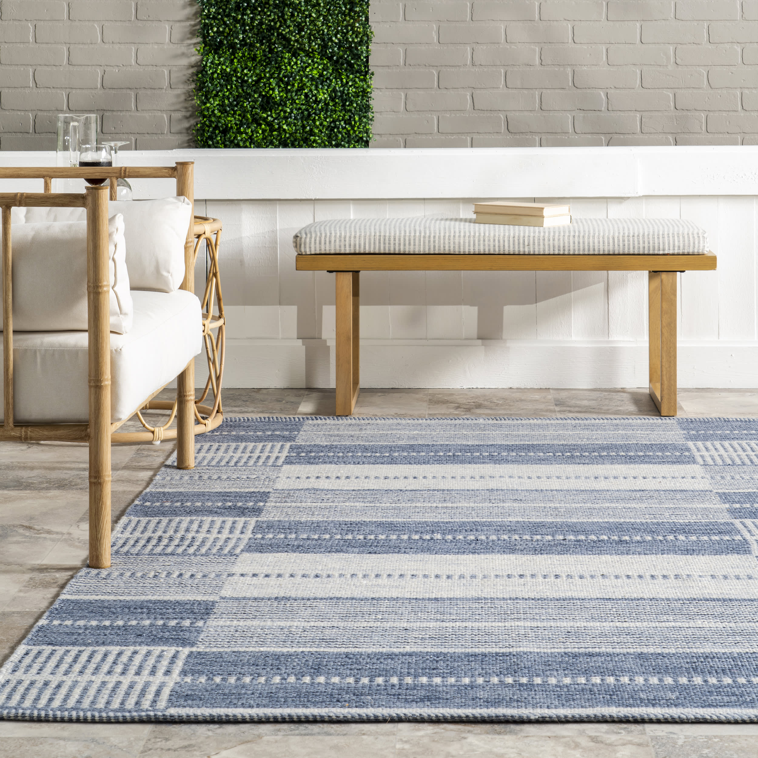 Violetta Indoor/Outdoor Blocks Rug | Blue - Image 4