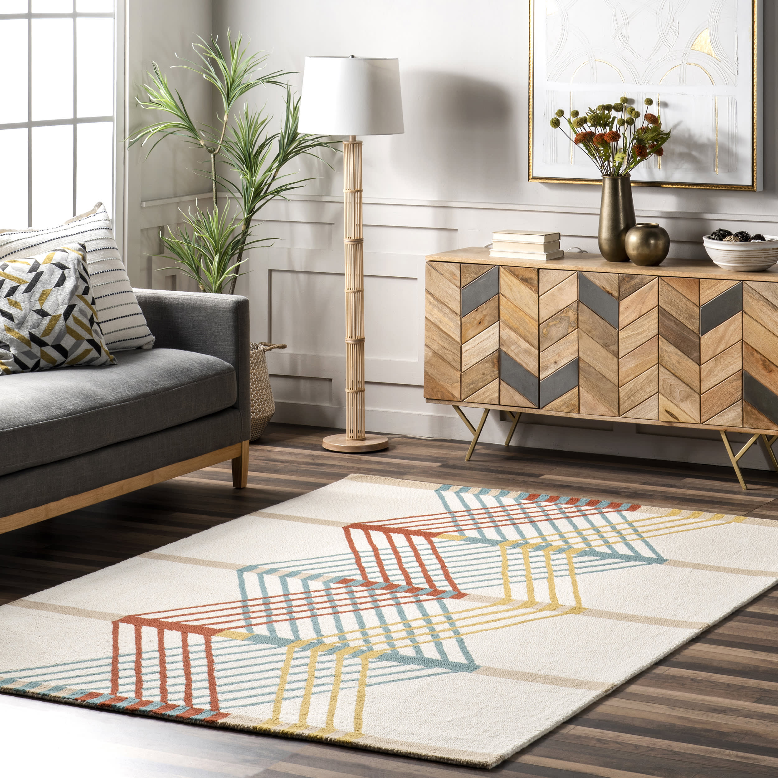 Violette Colorful Waves Rug | Ivory - Image 2