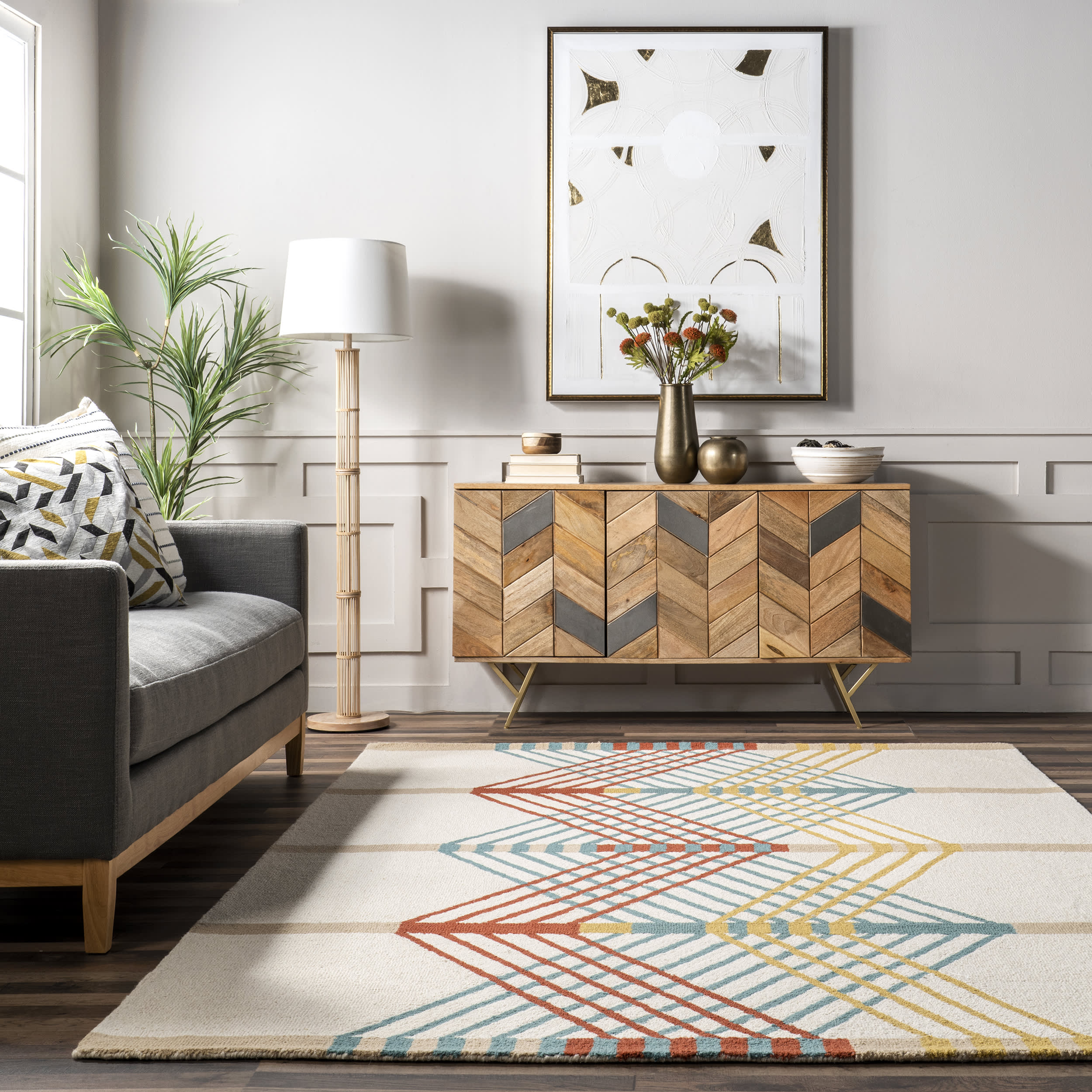 Violette Colorful Waves Rug | Ivory - Image 4
