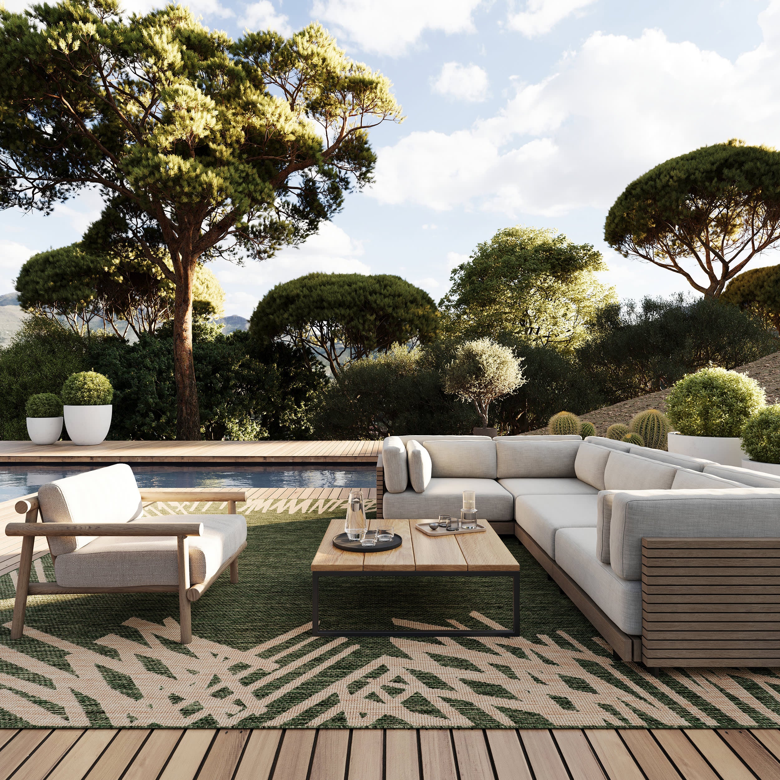 Vionne Bordered Indoor/Outdoor Rug | Green - Image 2