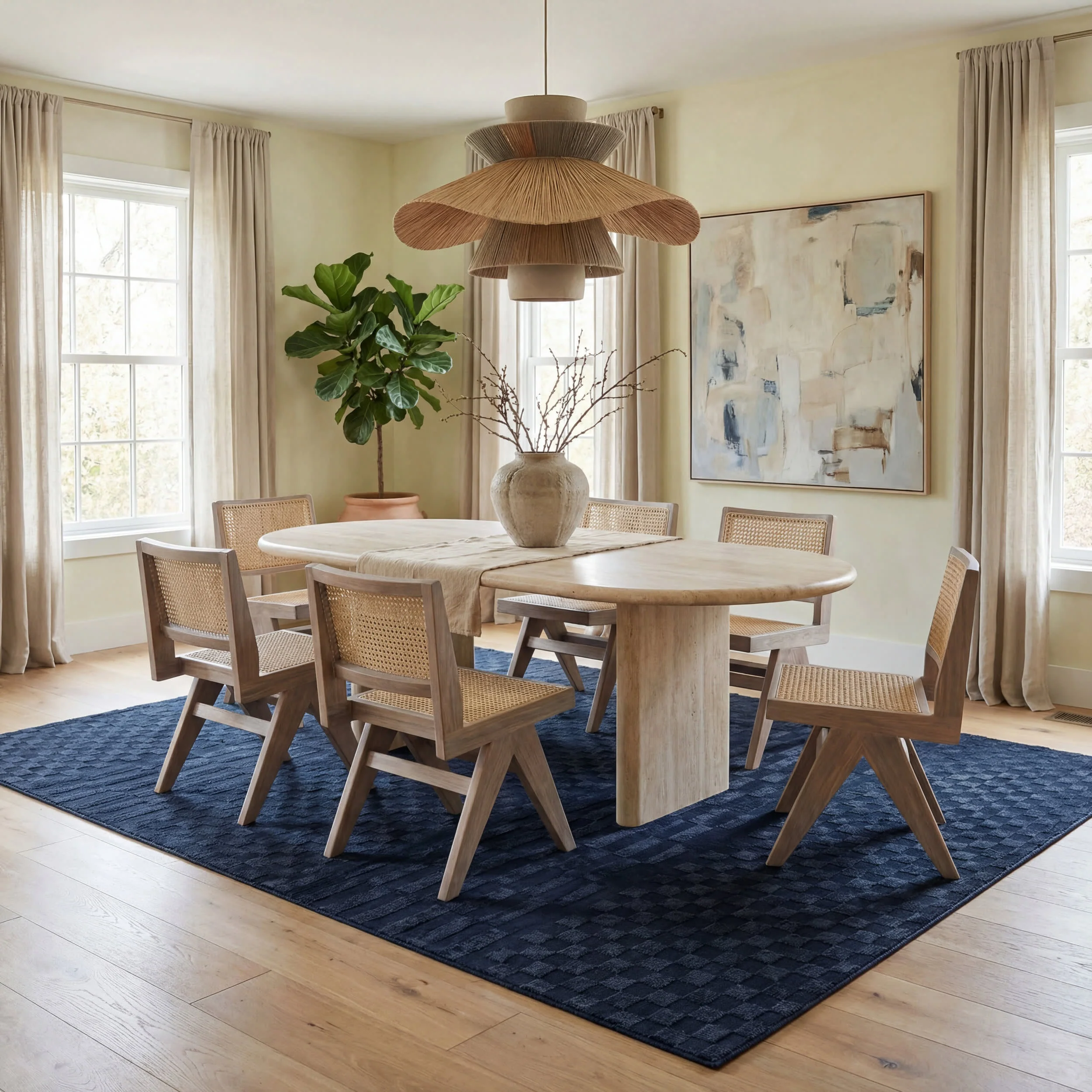 Vira Checkered Plush Textured Washable Rug | Blue - Image 7