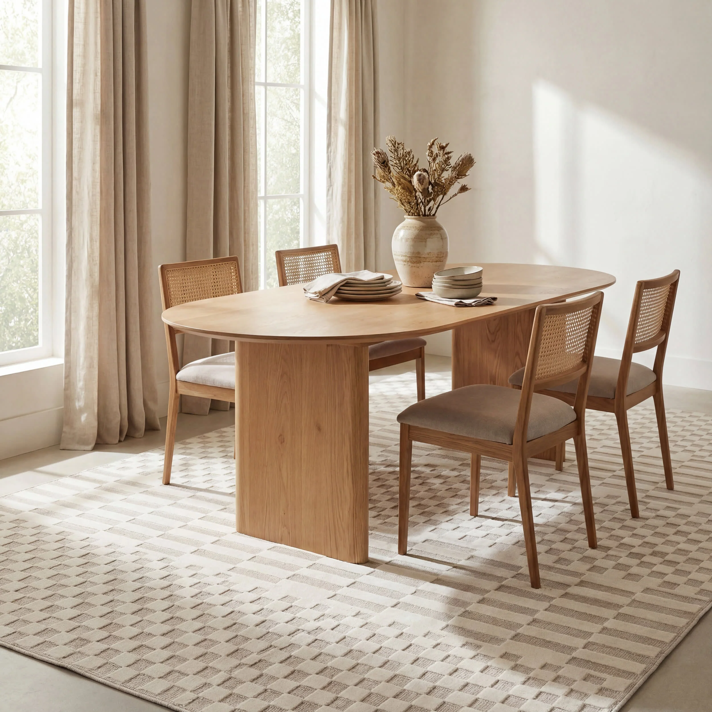 Vira Checkered Plush Textured Washable Rug | Cream - Image 7