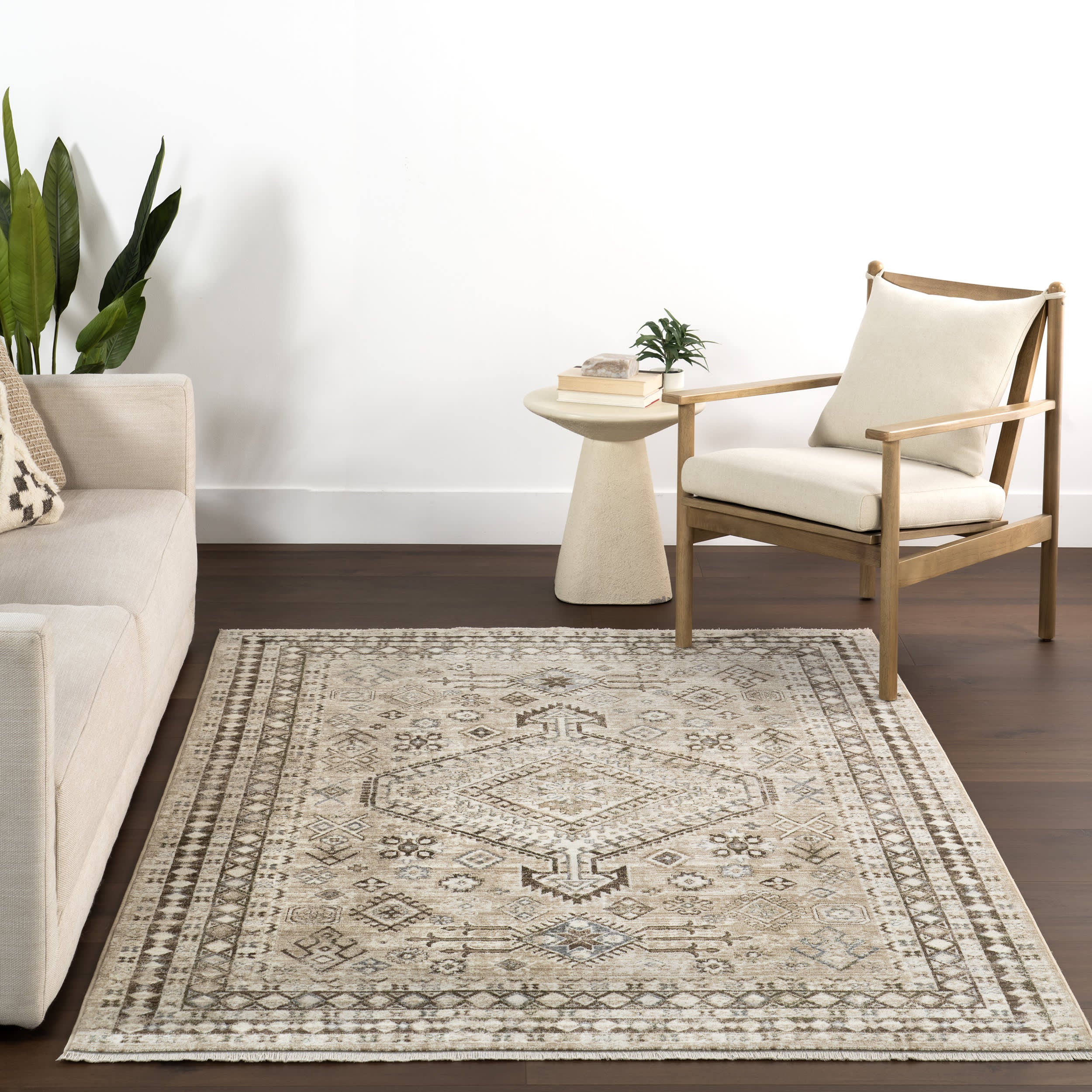 Virgina Medallion Fringe Rug | Light Brown - Image 5