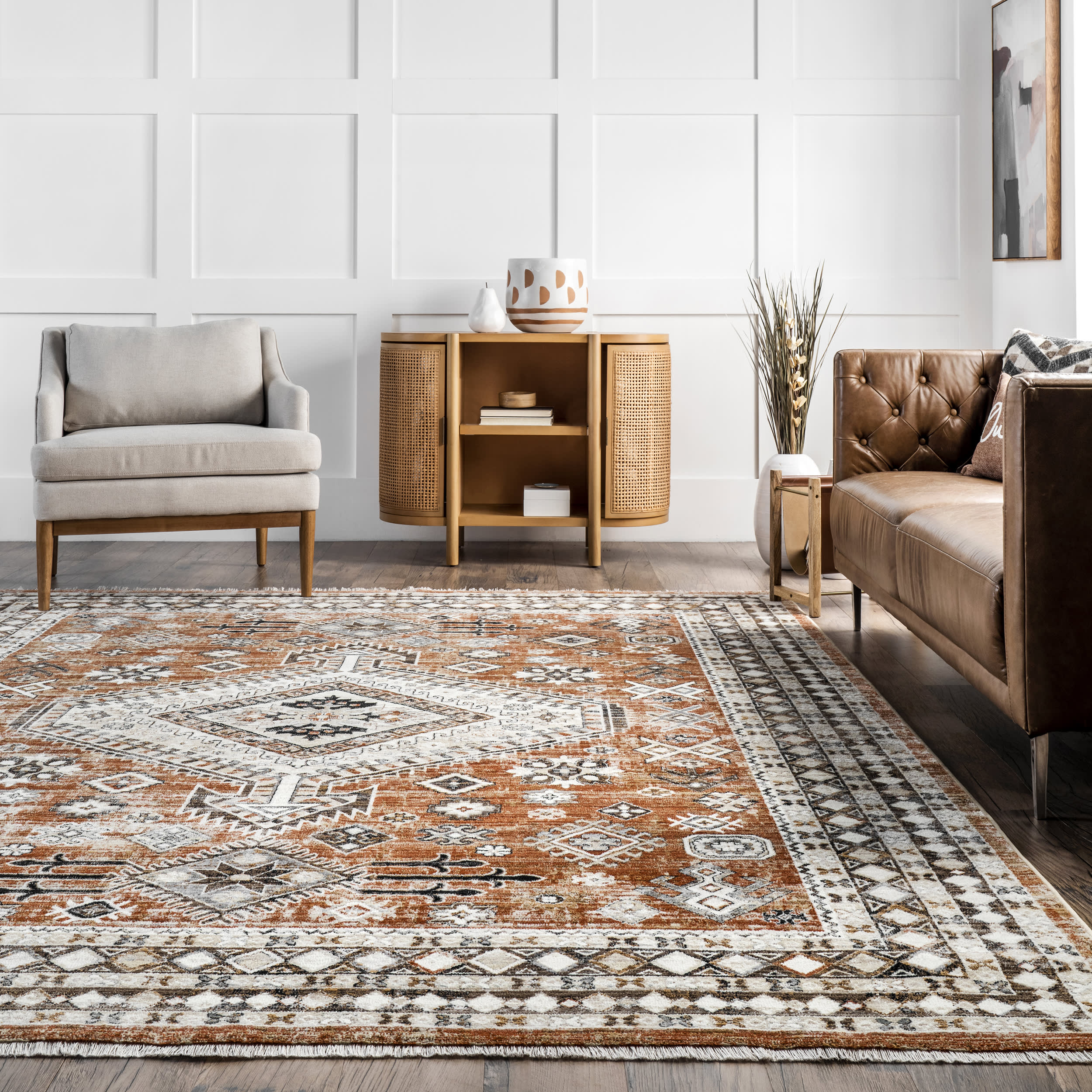 Virgina Medallion Fringe Rug | Rust - Image 4