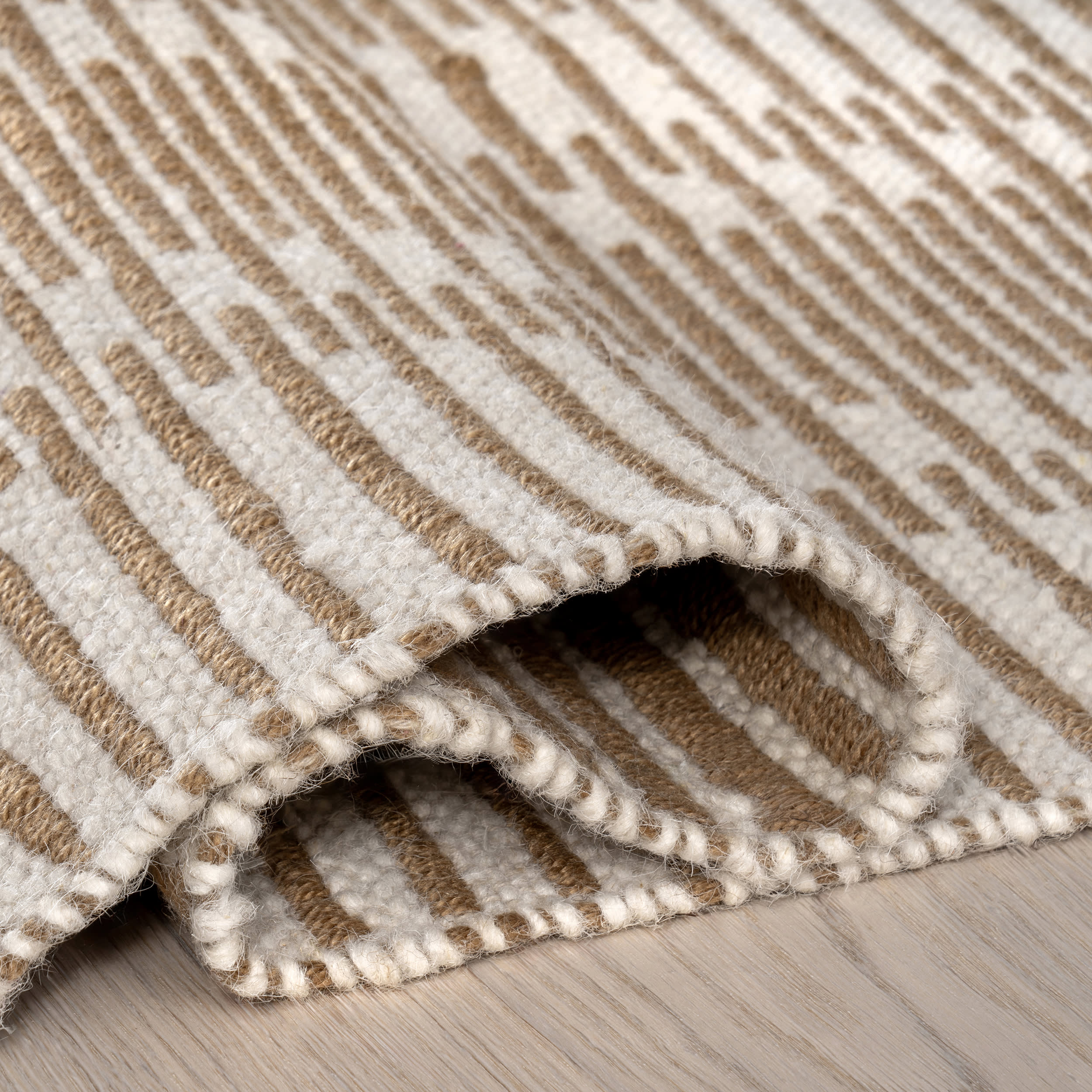 Virgo Striped Reversible Wool Rug | Natural - Image 11