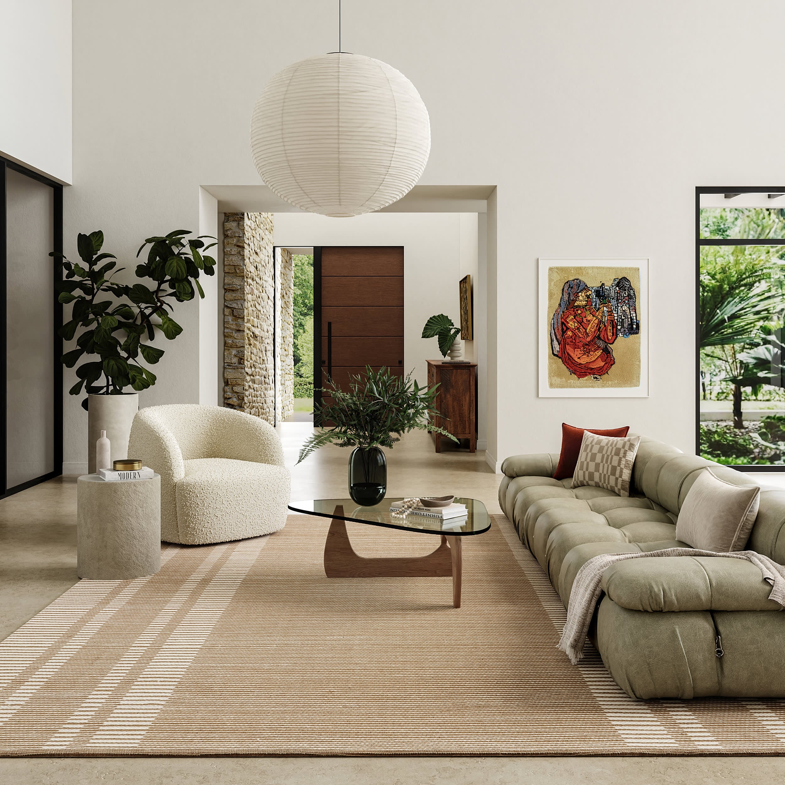 Virgo Striped Reversible Wool Rug | Natural - Image 2