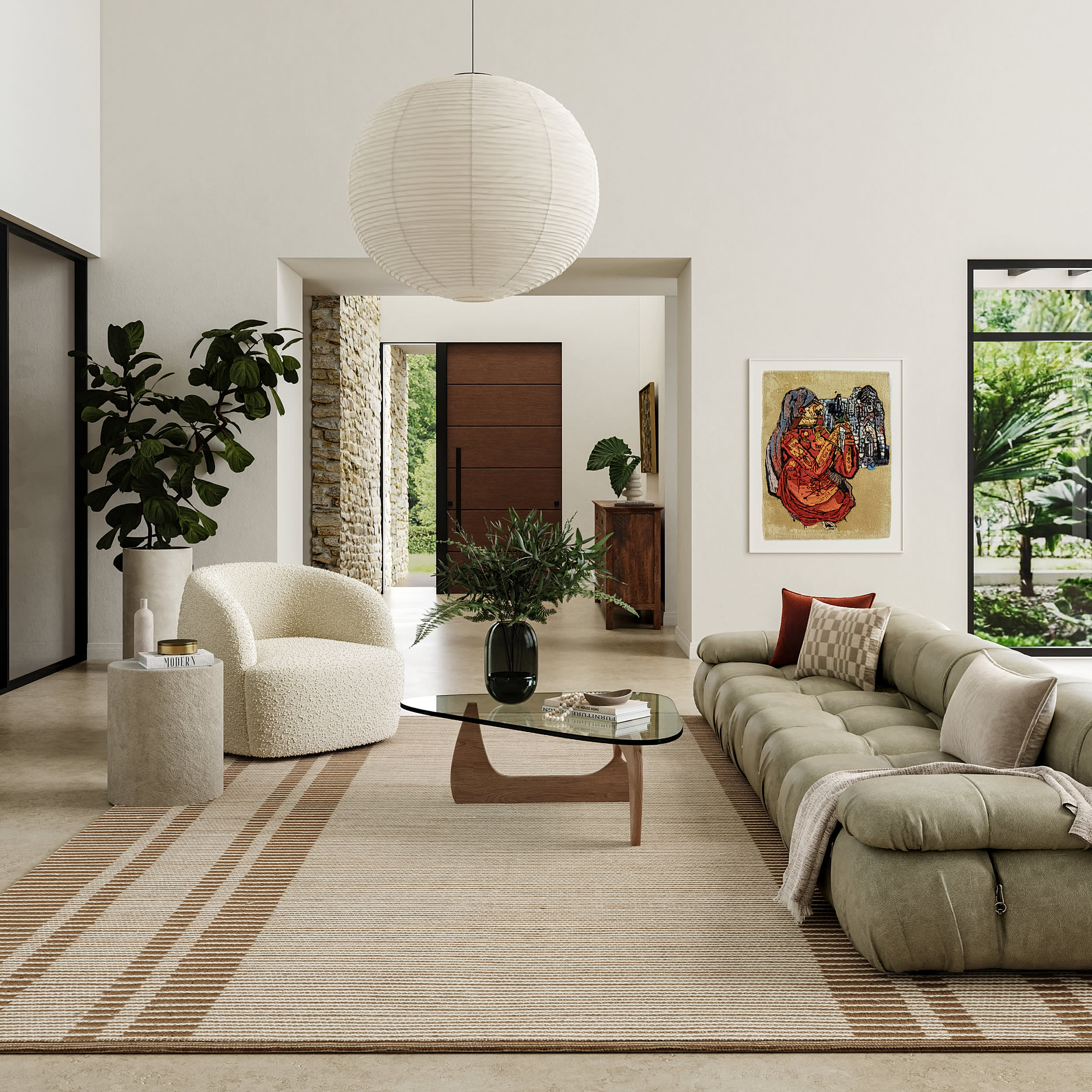 Virgo Striped Reversible Wool Rug | Natural - Image 9