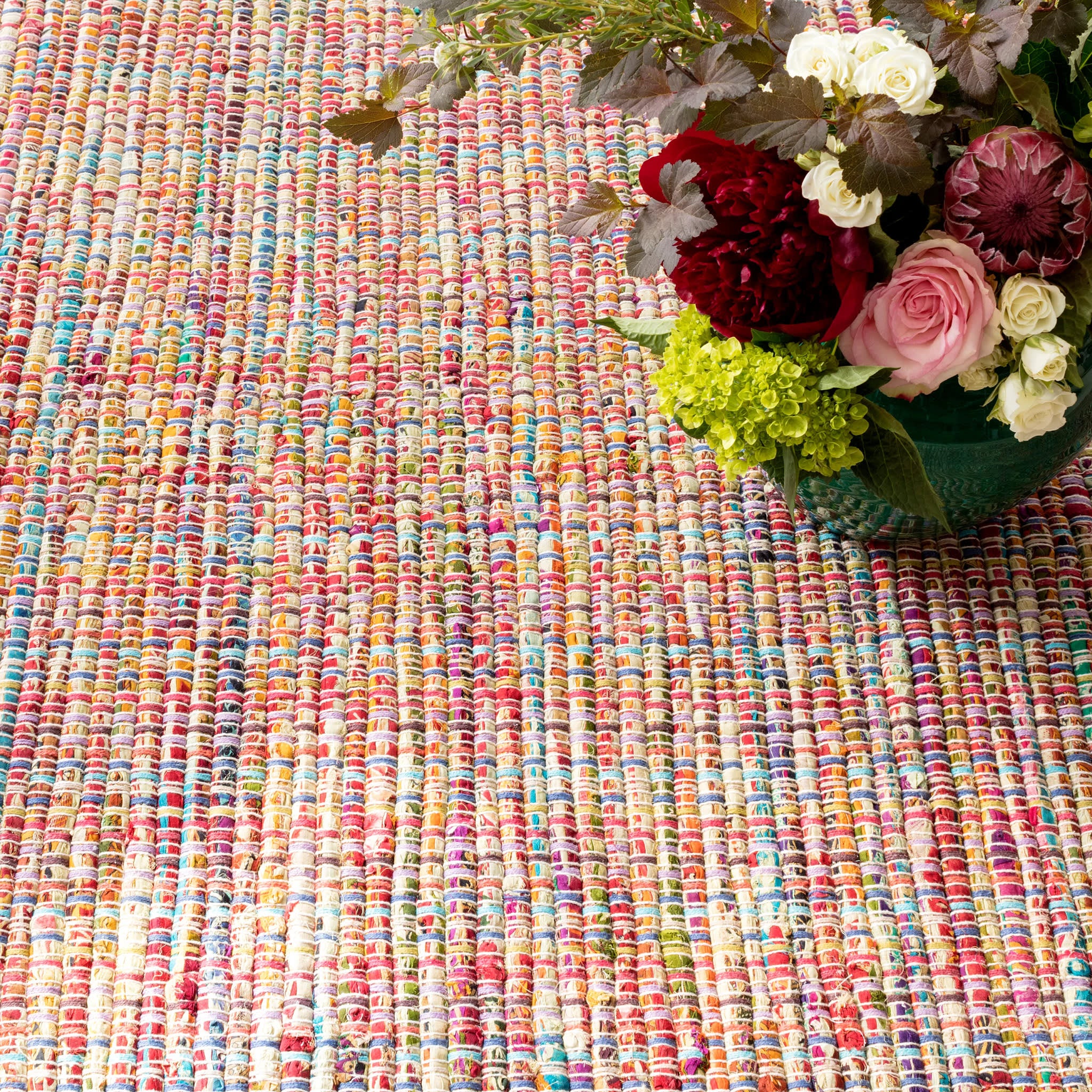 Vista Chindi Handwoven Cotton Rug | Multi - Image 3