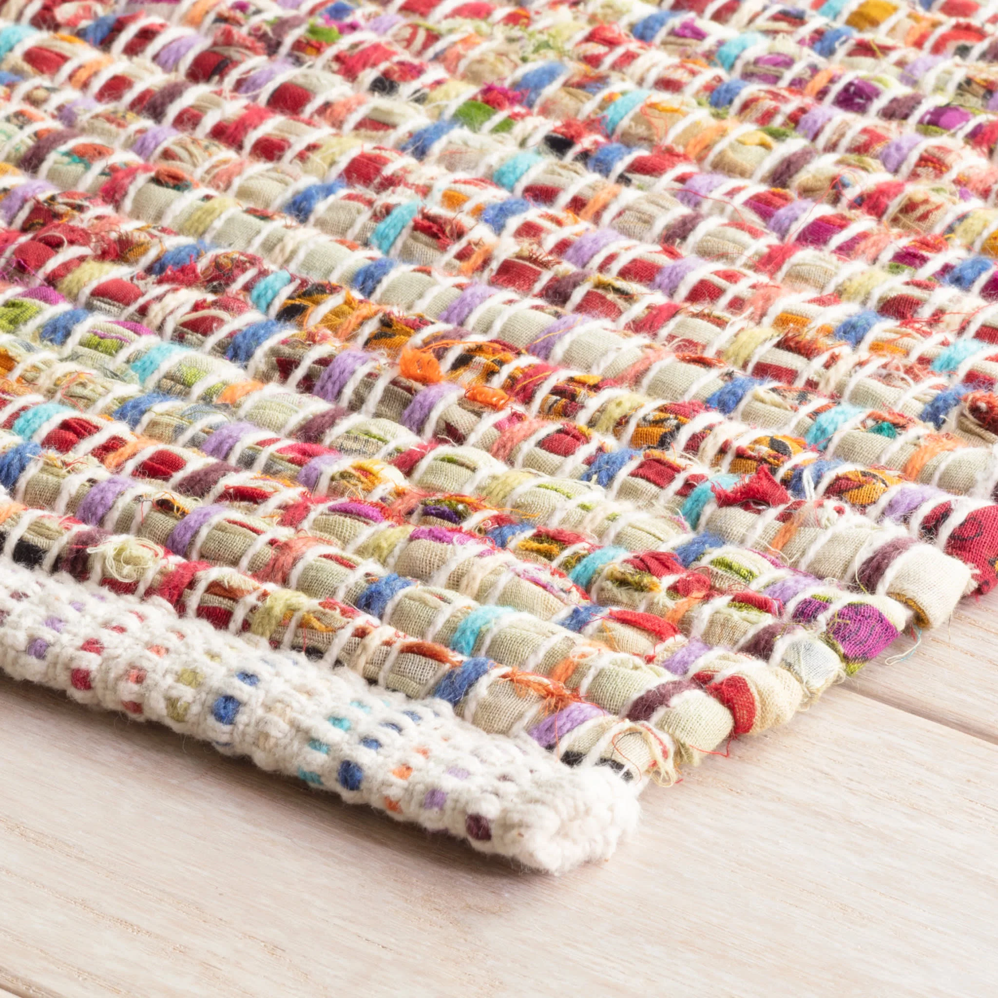 Vista Chindi Handwoven Cotton Rug | Multi - Image 4