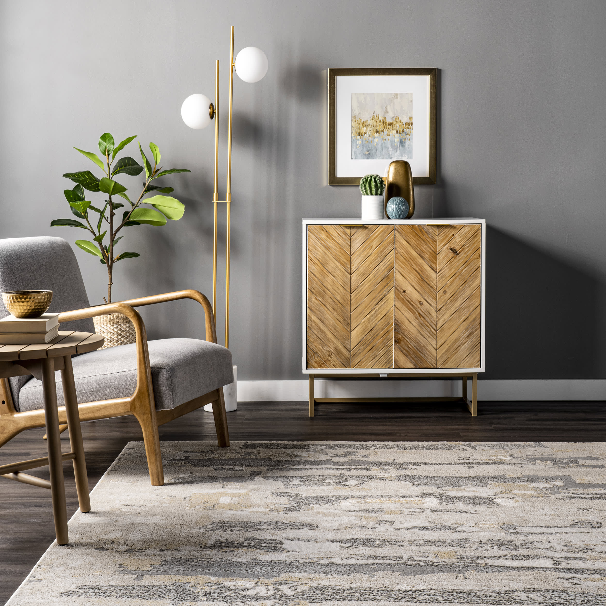 Vivian Mottled Abstract Rug | Beige - Image 4