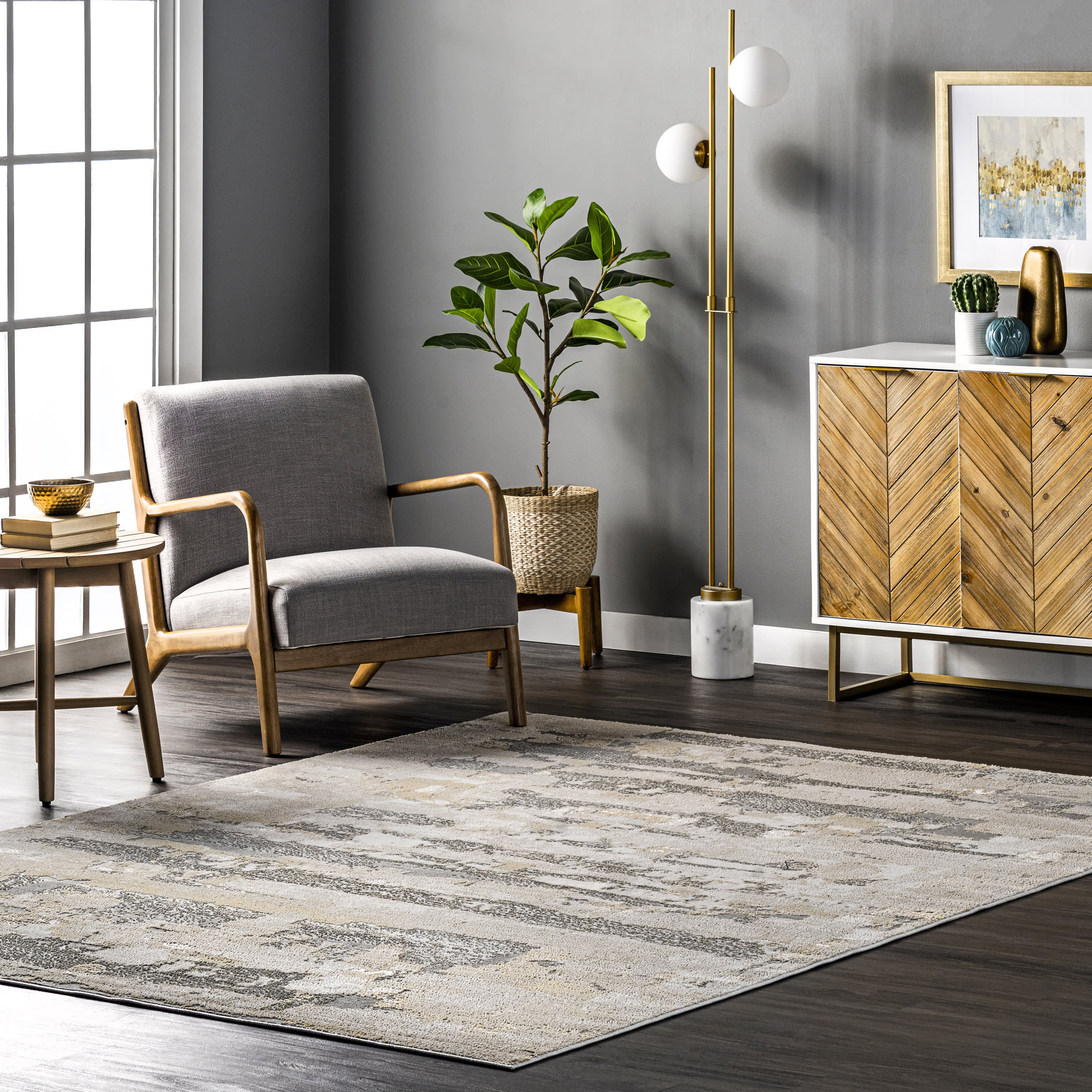 Vivian Mottled Abstract Rug | Beige - Image 2