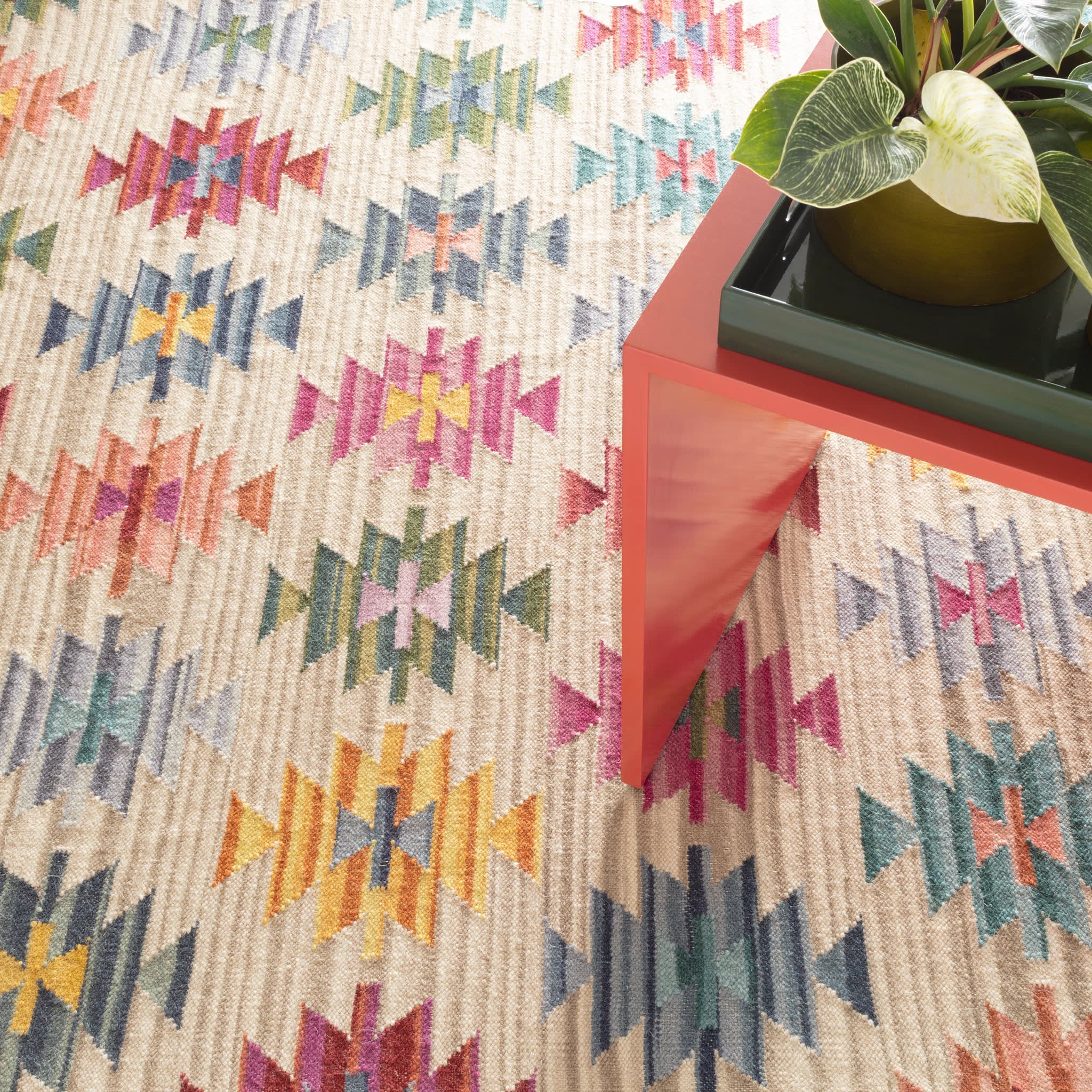 Wales Kilim Handwoven Wool Rug | Multi - Image 3