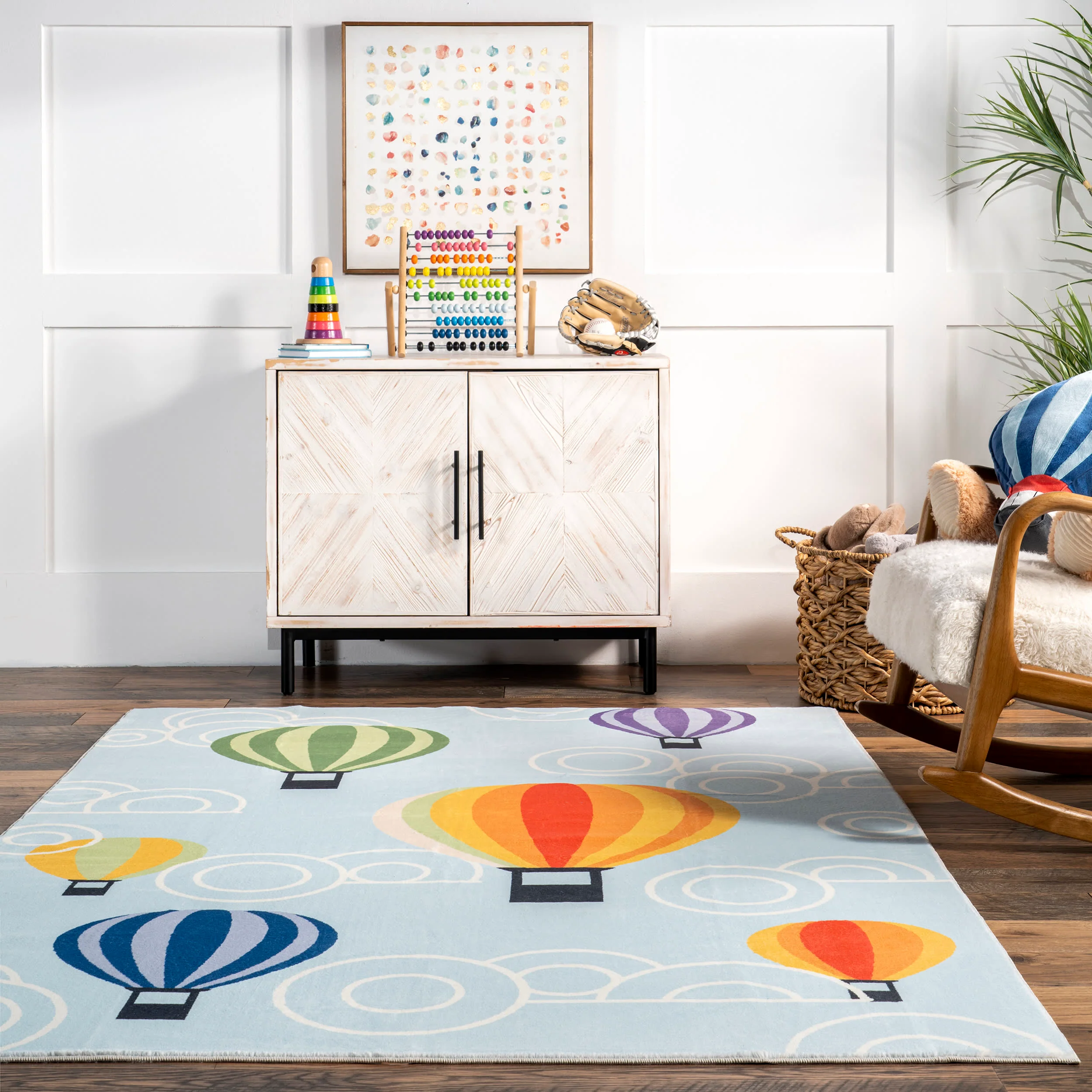 Wanids Balloons Kids Washable Rug | Light Blue - Image 4