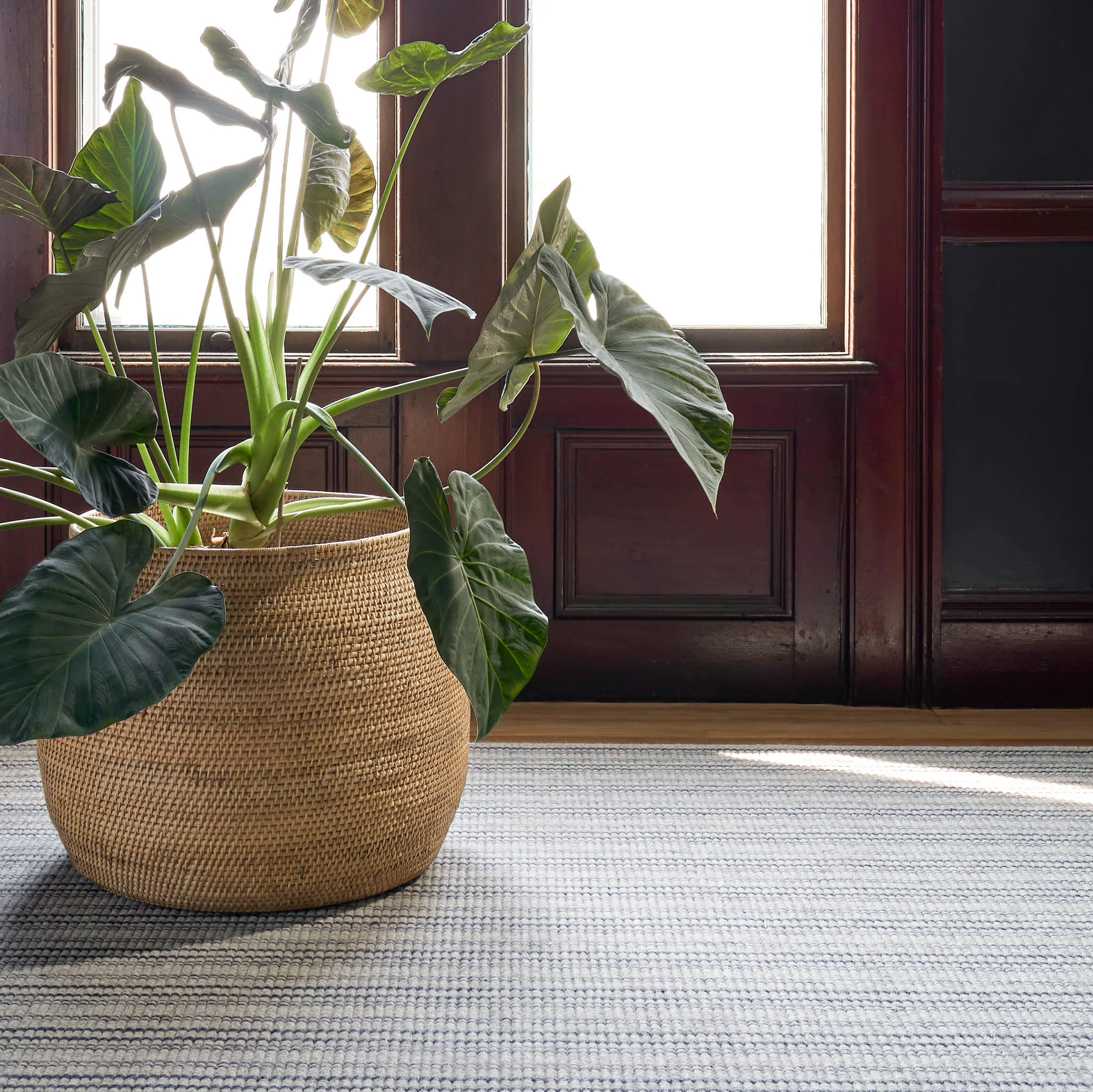 Warren Ticking Woven Wool Custom Rug | Navy - Image 2
