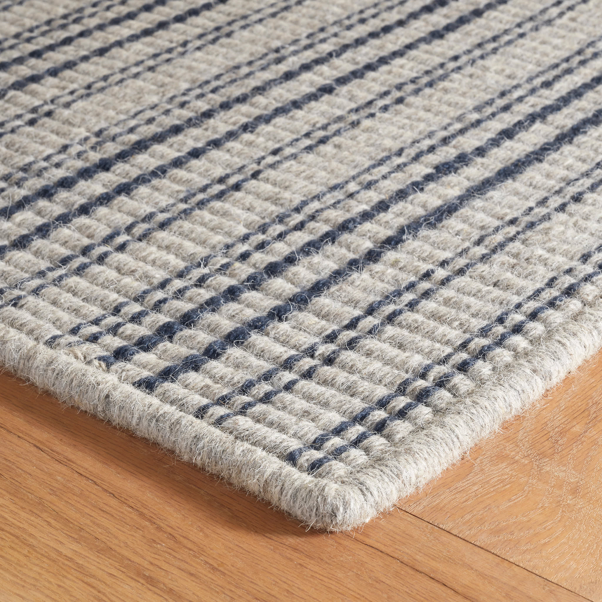 Warren Ticking Woven Wool Custom Rug | Navy - Image 5